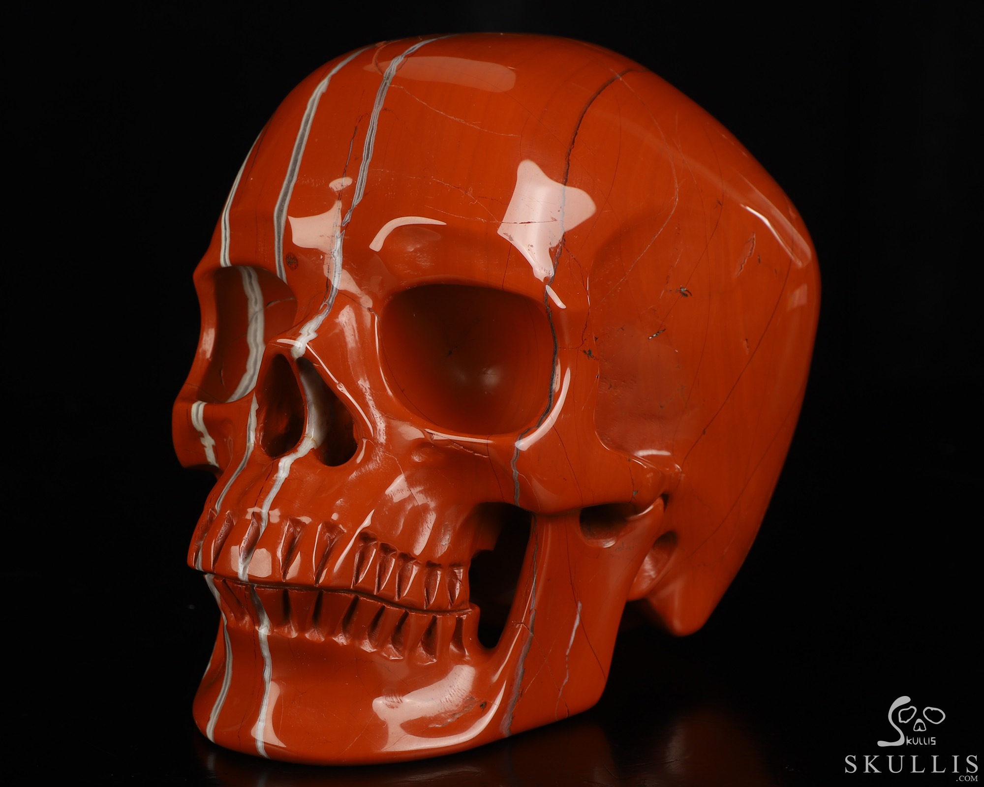 Lifesized 6.8" Red Jasper Hand Carved Crystal Skull, Super Realistic, Crystal Healing Lifesized 6.8" Red Jasper Hand Carved Crystal Skull, Super Realistic, Crystal Healing
