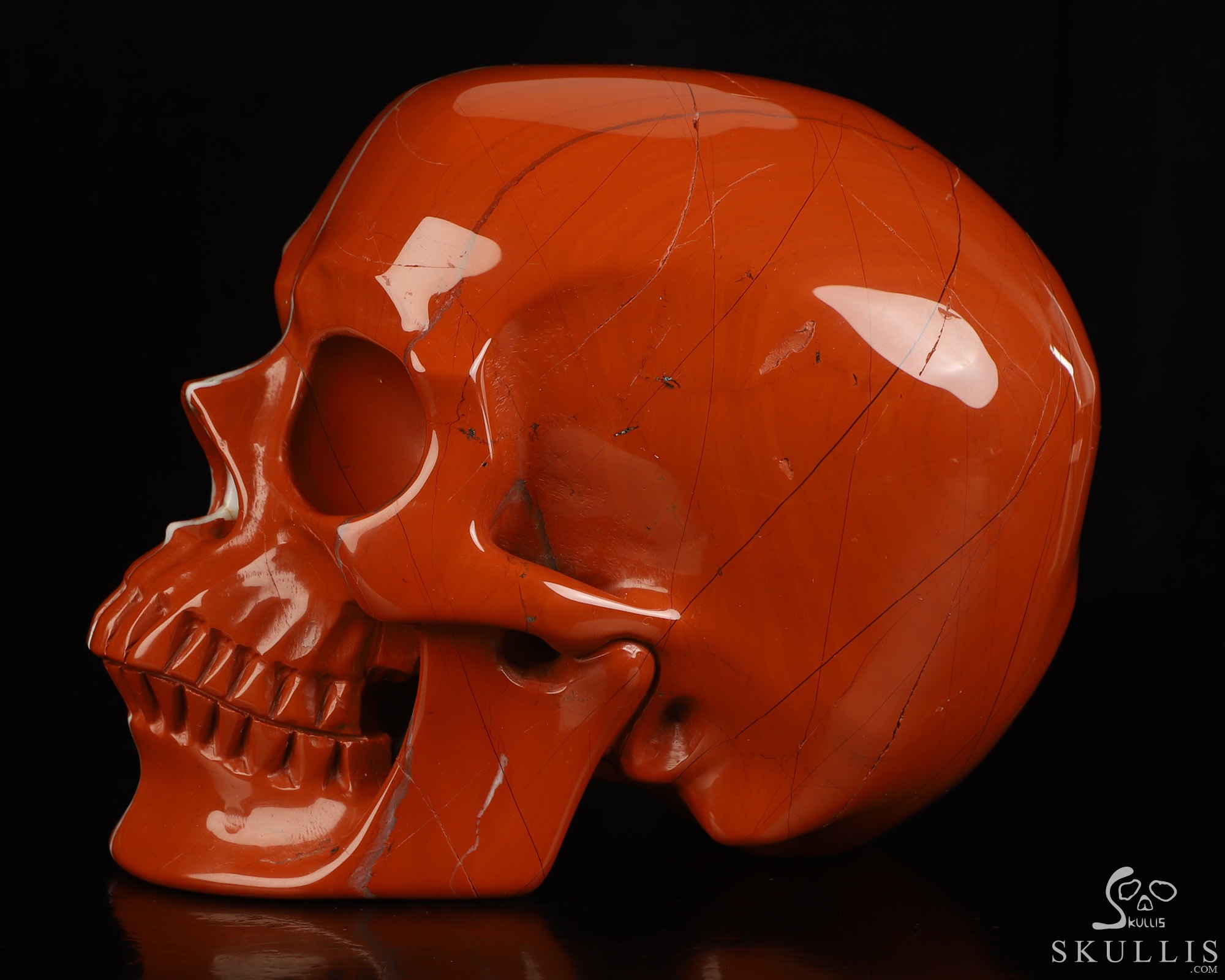 Lifesized 6.8" Red Jasper Hand Carved Crystal Skull, Super Realistic, Crystal Healing Lifesized 6.8" Red Jasper Hand Carved Crystal Skull, Super Realistic, Crystal Healing