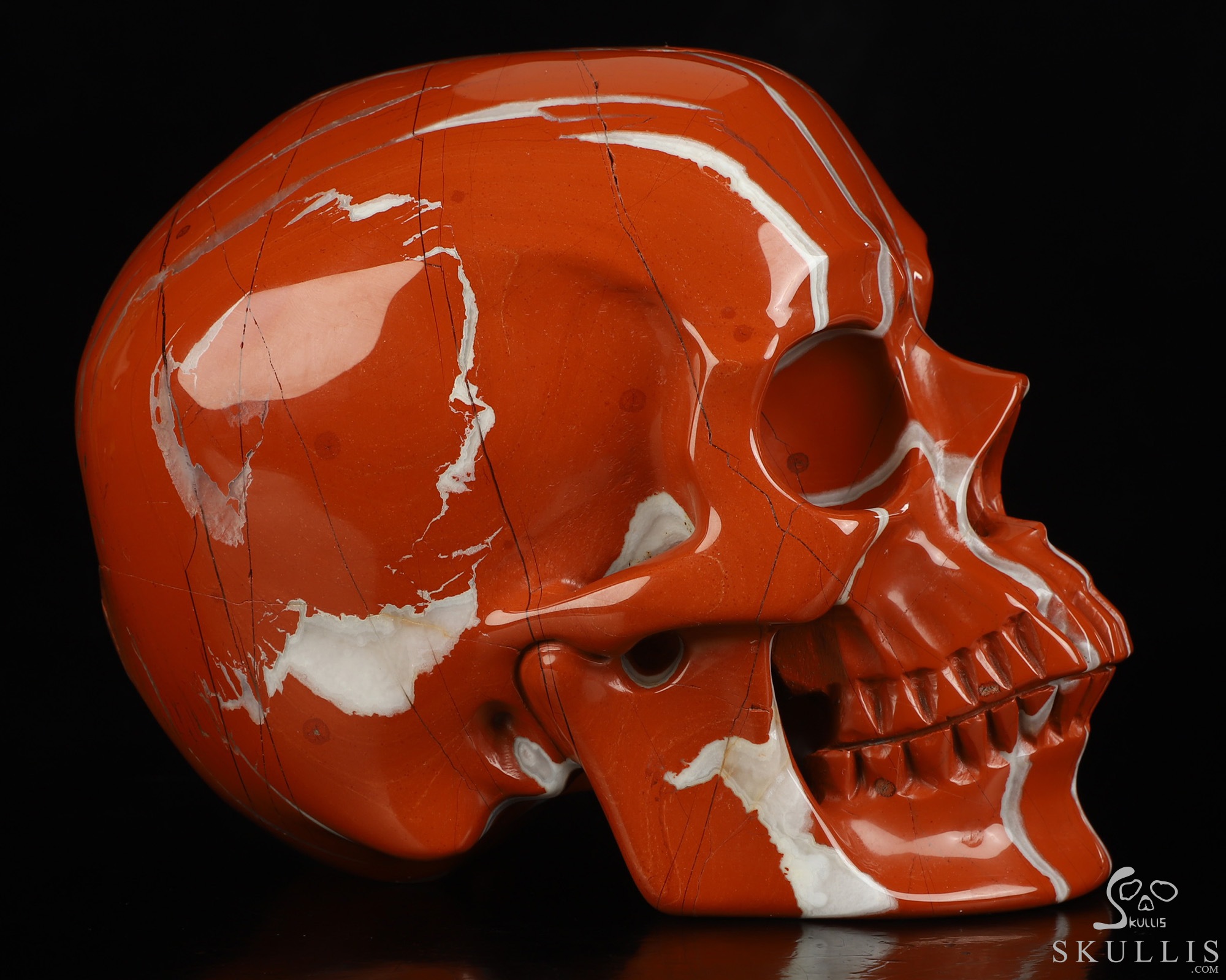 Lifesized 6.8" Red Jasper Hand Carved Crystal Skull, Super Realistic, Crystal Healing Lifesized 6.8" Red Jasper Hand Carved Crystal Skull, Super Realistic, Crystal Healing