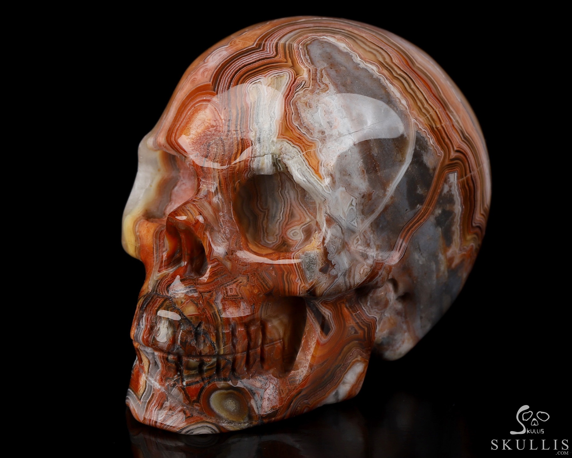 Gemstone 2.0" Red Crazy Lace Agate Hand Carved Crystal Skull, Realistic, Crystal Healing Gemstone 2.0" Red Crazy Lace Agate Hand Carved Crystal Skull, Realistic, Crystal Healing