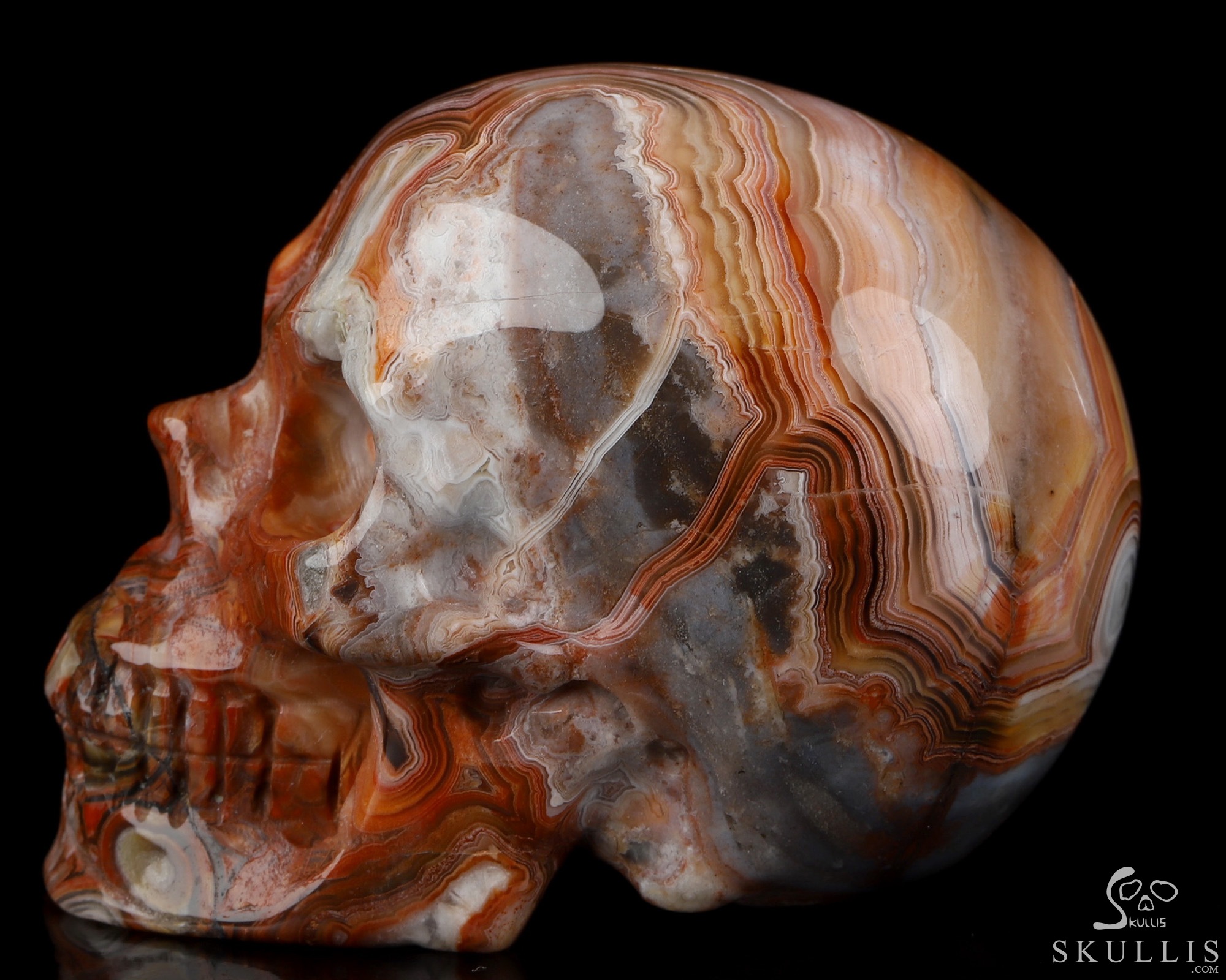 Gemstone 2.0" Red Crazy Lace Agate Hand Carved Crystal Skull, Realistic, Crystal Healing Gemstone 2.0" Red Crazy Lace Agate Hand Carved Crystal Skull, Realistic, Crystal Healing