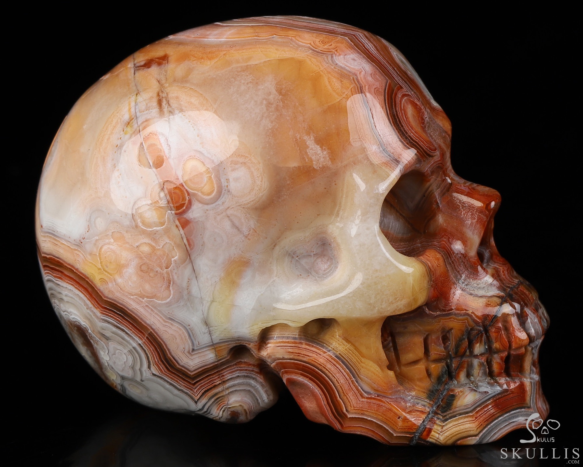 Gemstone 2.0" Red Crazy Lace Agate Hand Carved Crystal Skull, Realistic, Crystal Healing Gemstone 2.0" Red Crazy Lace Agate Hand Carved Crystal Skull, Realistic, Crystal Healing