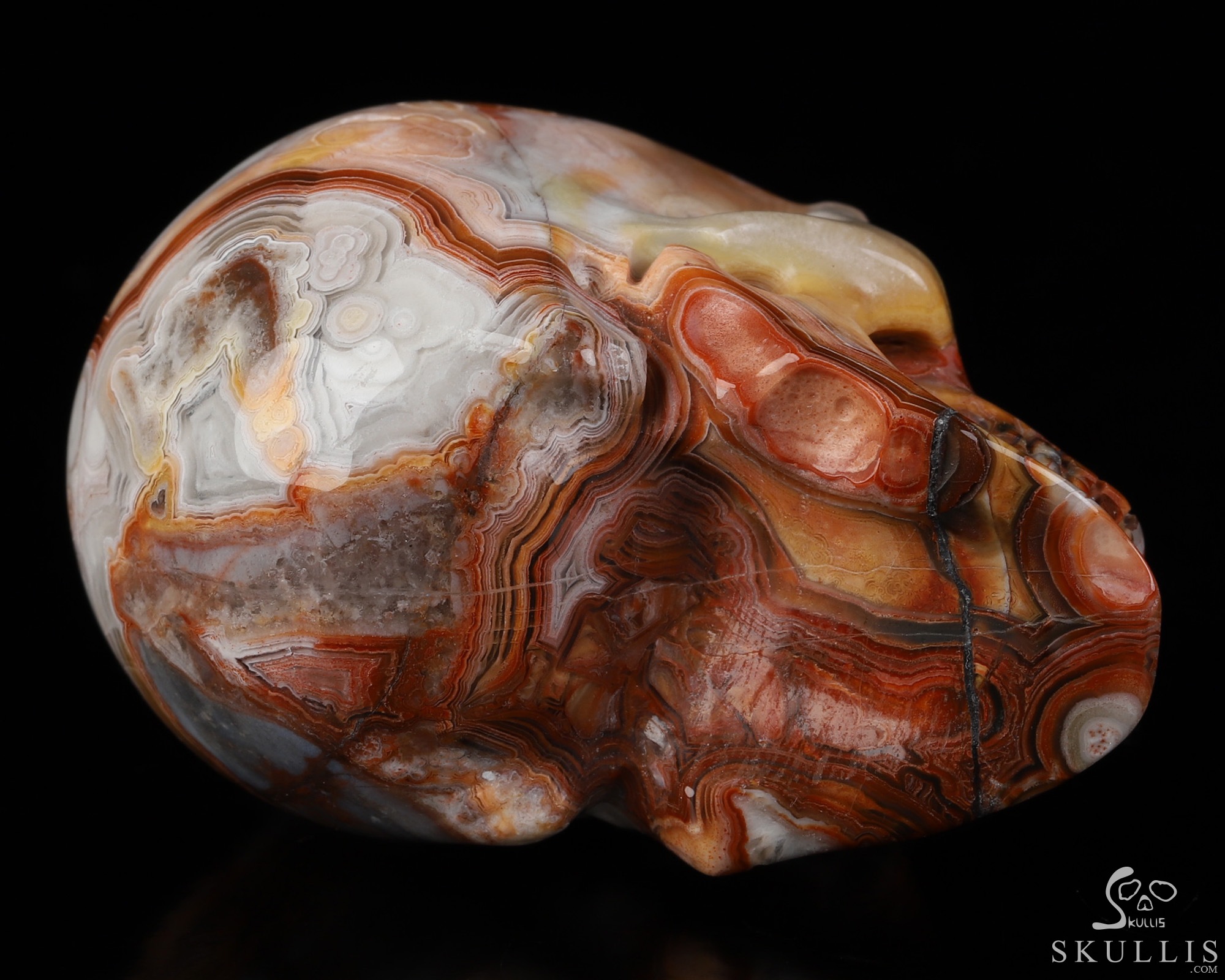 Gemstone 2.0" Red Crazy Lace Agate Hand Carved Crystal Skull, Realistic, Crystal Healing Gemstone 2.0" Red Crazy Lace Agate Hand Carved Crystal Skull, Realistic, Crystal Healing