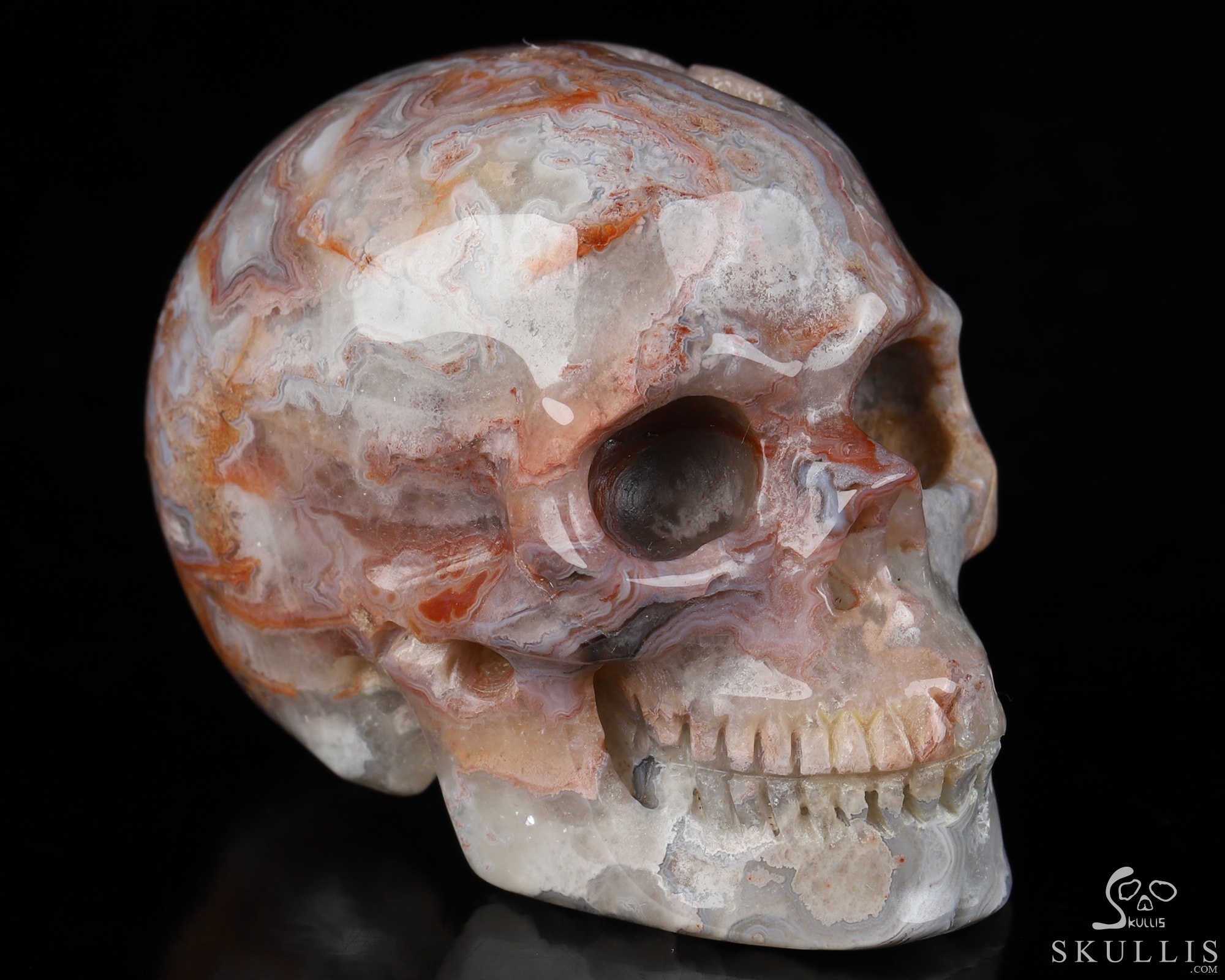 Gemstone 2.0" Red Crazy Lace Agate Hand Carved Crystal Skull, Realistic, Crystal Healing Gemstone 2.0" Red Crazy Lace Agate Hand Carved Crystal Skull, Realistic, Crystal Healing