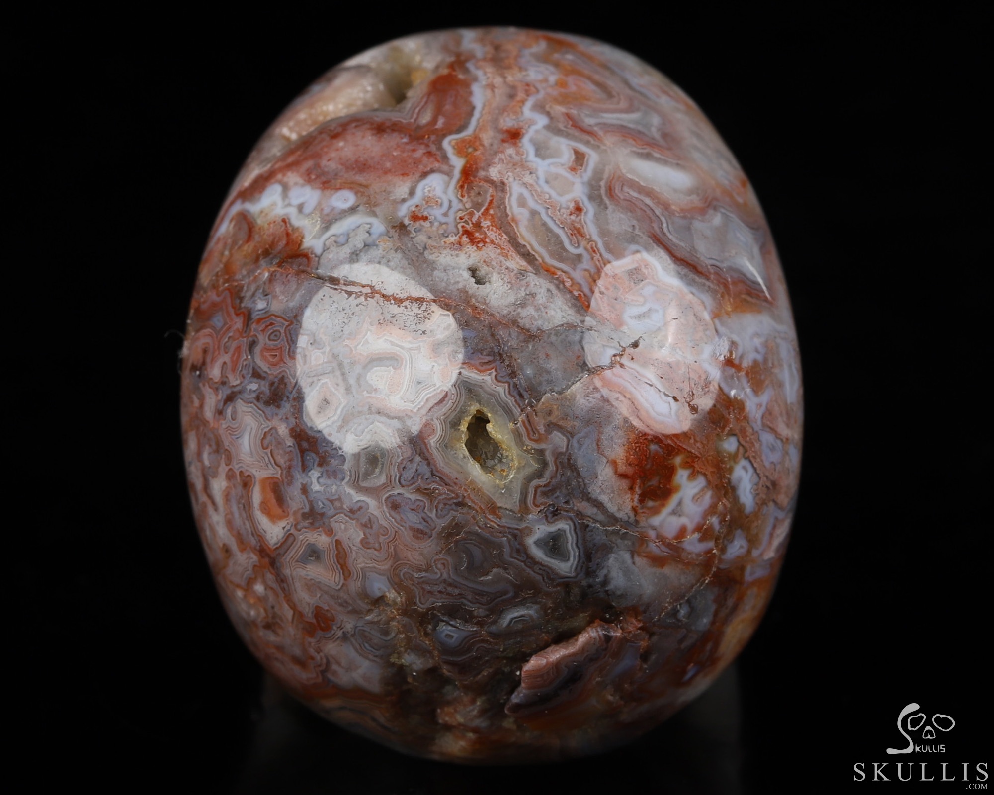 Gemstone 2.0" Red Crazy Lace Agate Hand Carved Crystal Skull, Realistic, Crystal Healing Gemstone 2.0" Red Crazy Lace Agate Hand Carved Crystal Skull, Realistic, Crystal Healing