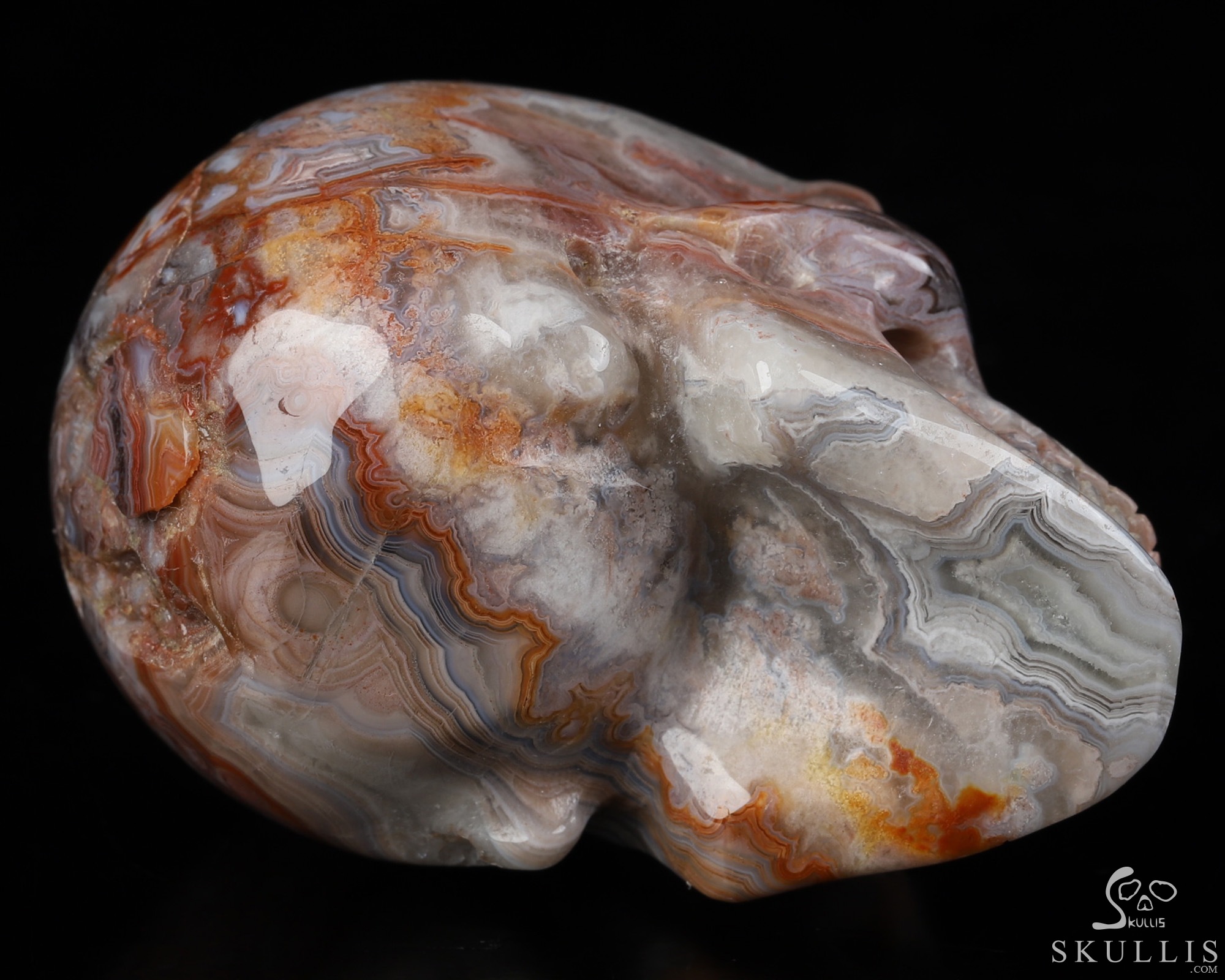 Gemstone 2.0" Red Crazy Lace Agate Hand Carved Crystal Skull, Realistic, Crystal Healing Gemstone 2.0" Red Crazy Lace Agate Hand Carved Crystal Skull, Realistic, Crystal Healing