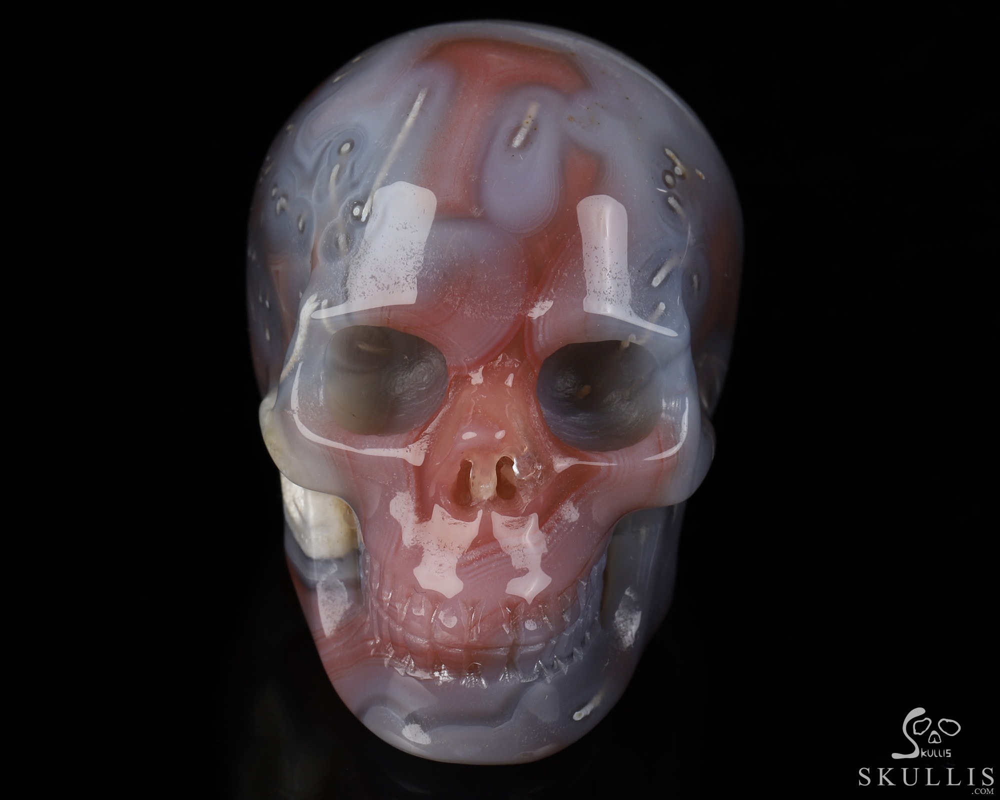 Gemstone 2.0" Mozambique Agate Hand Carved Crystal Skull, Realistic, Crystal Healing Gemstone 2.0" Mozambique Agate Hand Carved Crystal Skull, Realistic, Crystal Healing