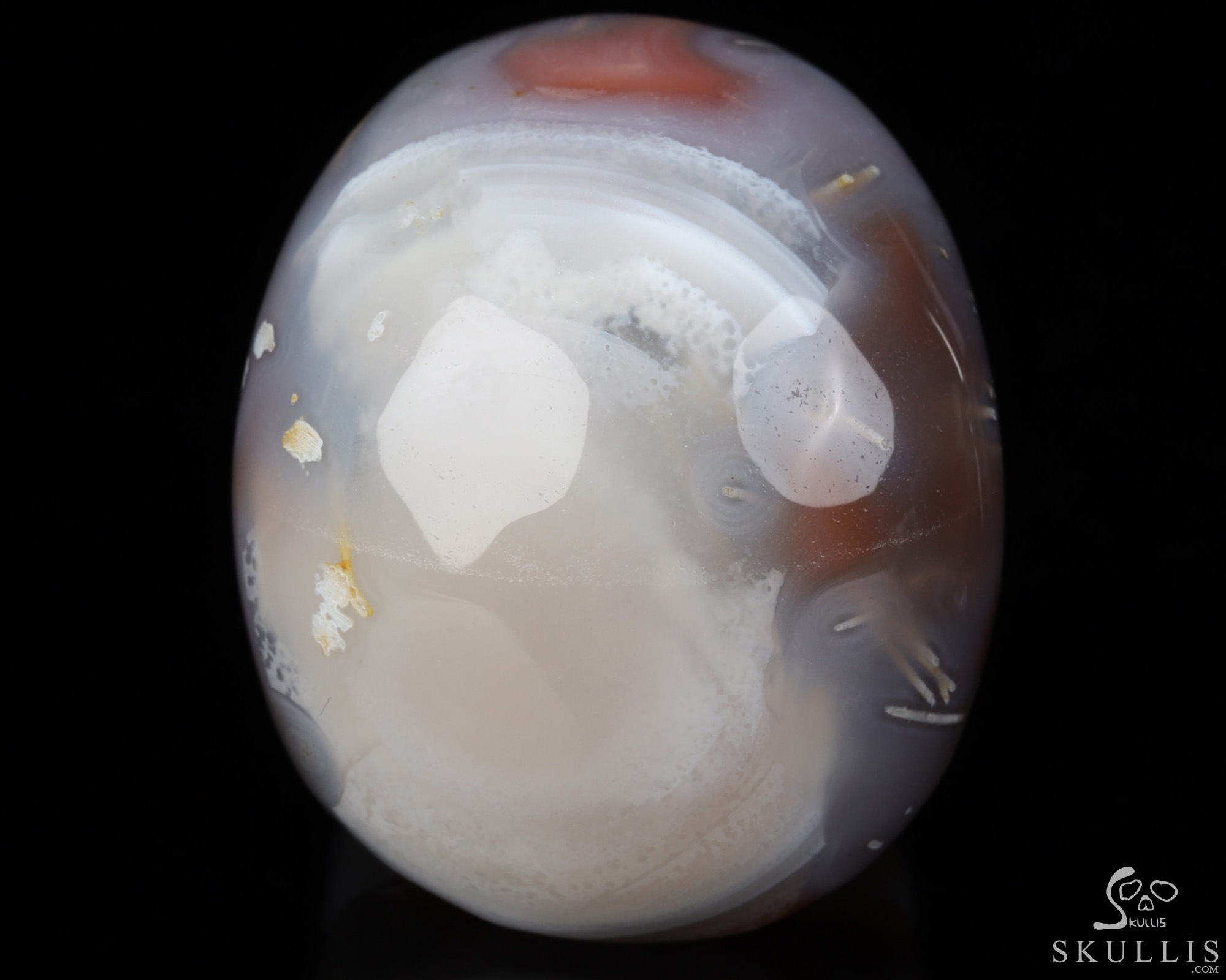 Gemstone 2.0" Mozambique Agate Hand Carved Crystal Skull, Realistic, Crystal Healing Gemstone 2.0" Mozambique Agate Hand Carved Crystal Skull, Realistic, Crystal Healing