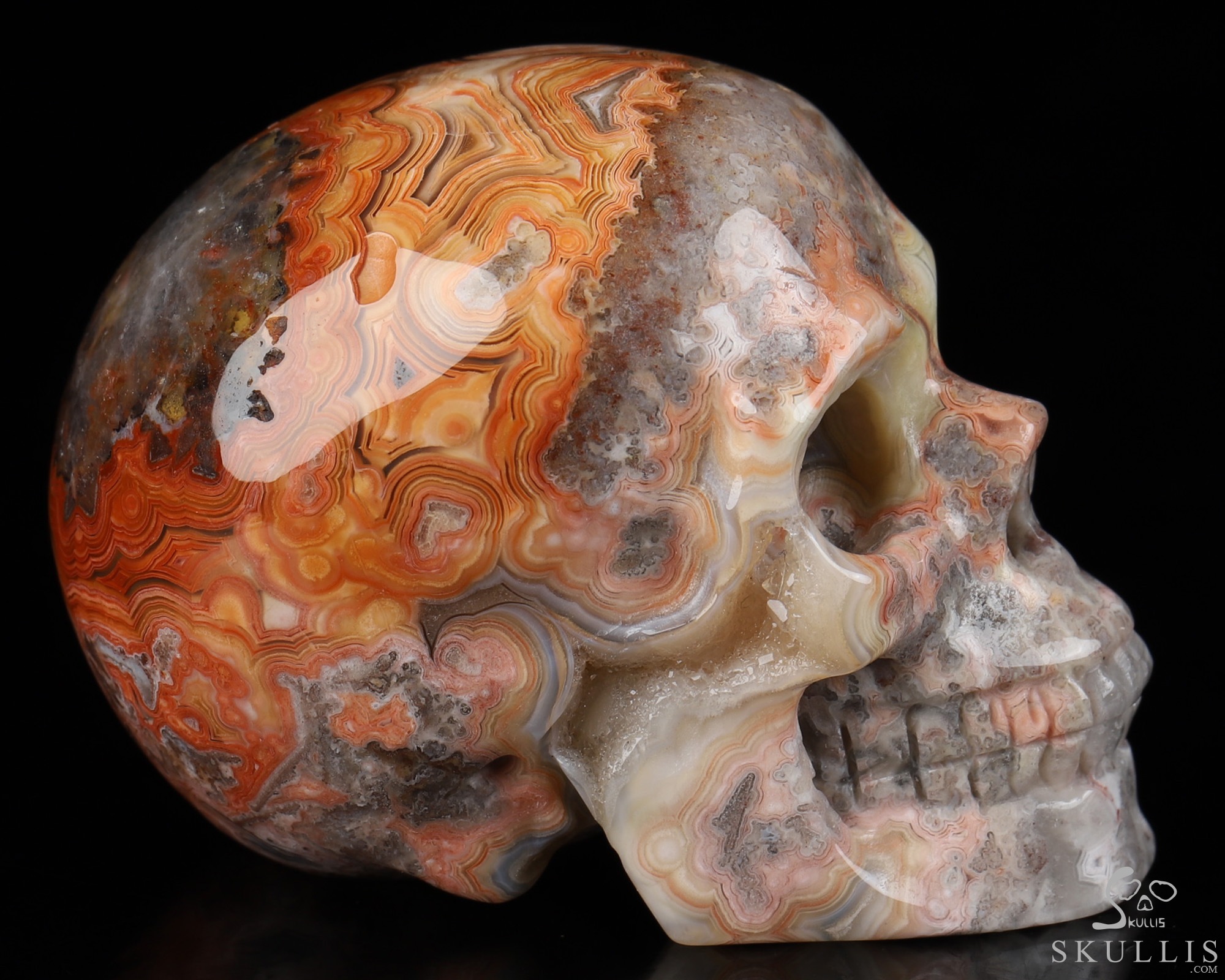 Gemstone 2.0" Red Crazy Lace Agate Hand Carved Crystal Skull, Realistic, Crystal Healing Gemstone 2.0" Red Crazy Lace Agate Hand Carved Crystal Skull, Realistic, Crystal Healing