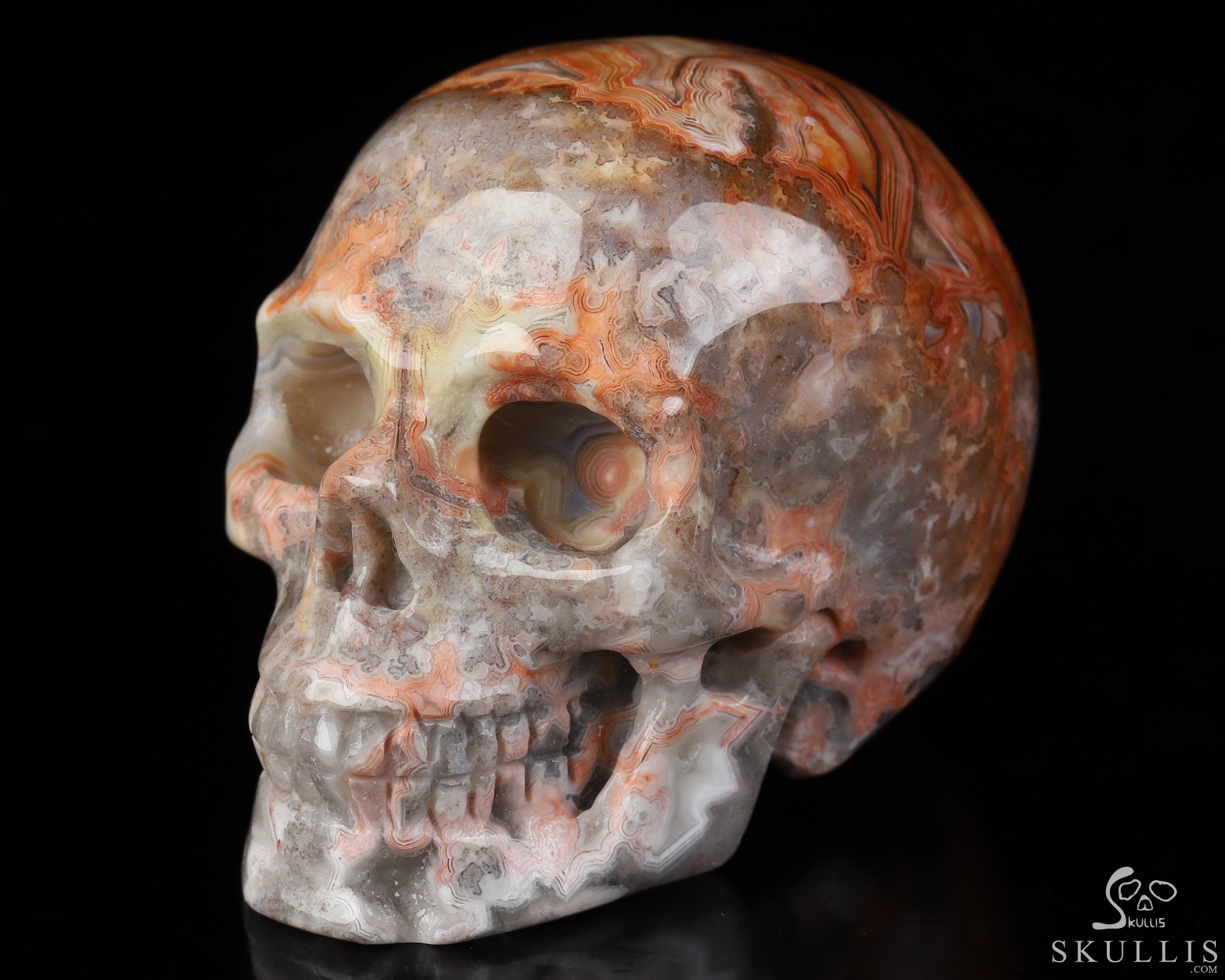 Gemstone 2.0" Red Crazy Lace Agate Hand Carved Crystal Skull, Realistic, Crystal Healing Gemstone 2.0" Red Crazy Lace Agate Hand Carved Crystal Skull, Realistic, Crystal Healing