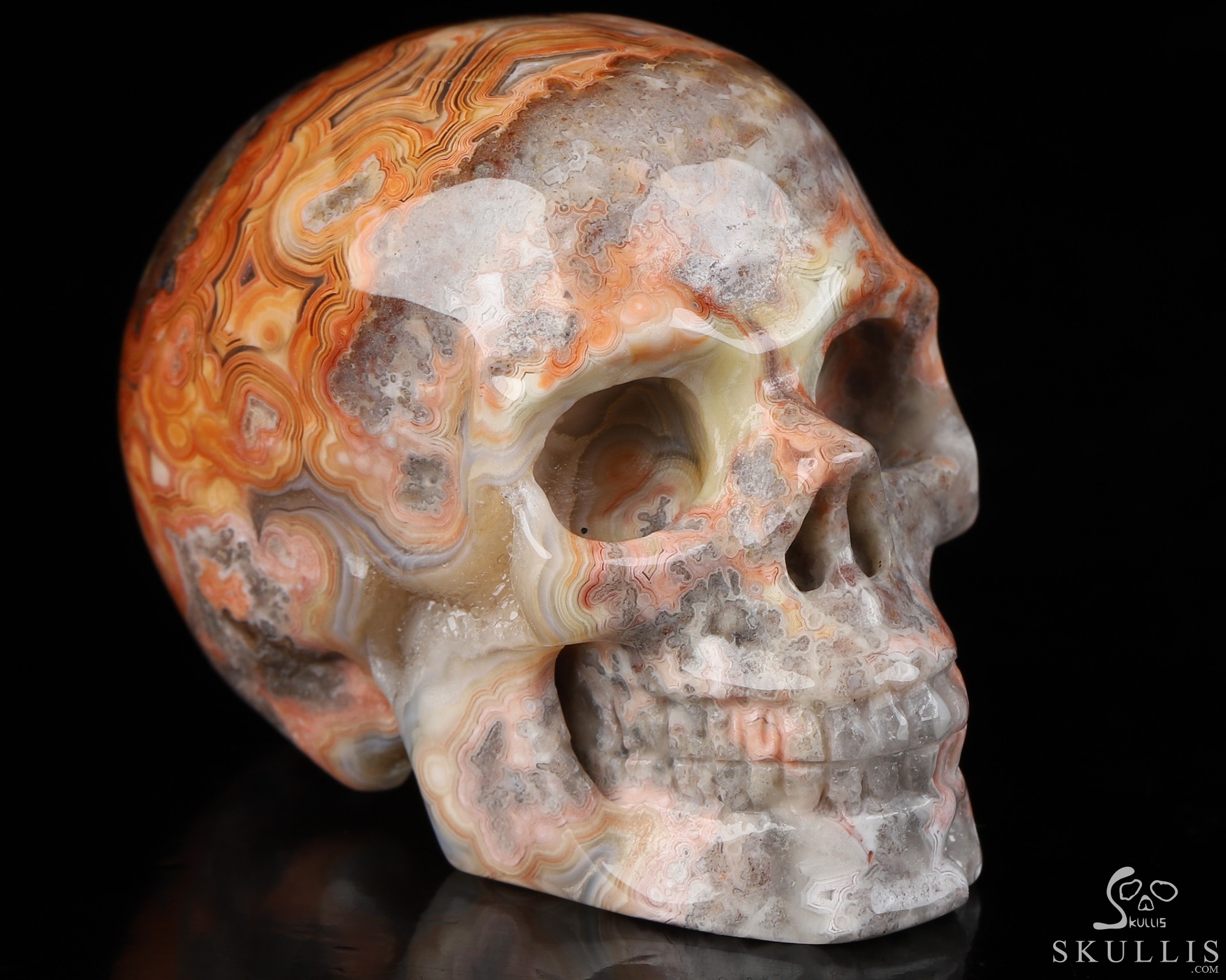 Gemstone 2.0" Red Crazy Lace Agate Hand Carved Crystal Skull, Realistic, Crystal Healing Gemstone 2.0" Red Crazy Lace Agate Hand Carved Crystal Skull, Realistic, Crystal Healing
