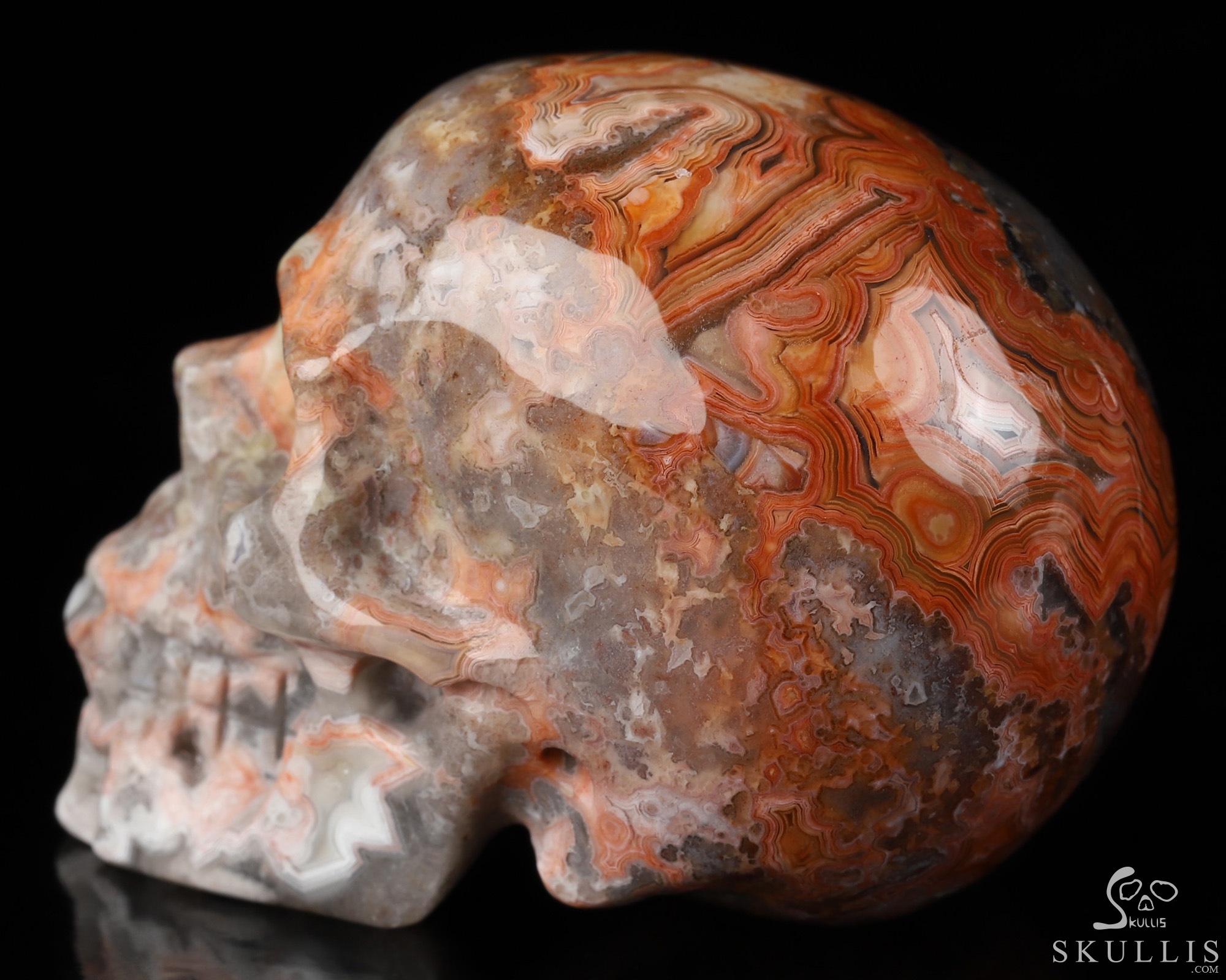 Gemstone 2.0" Red Crazy Lace Agate Hand Carved Crystal Skull, Realistic, Crystal Healing Gemstone 2.0" Red Crazy Lace Agate Hand Carved Crystal Skull, Realistic, Crystal Healing