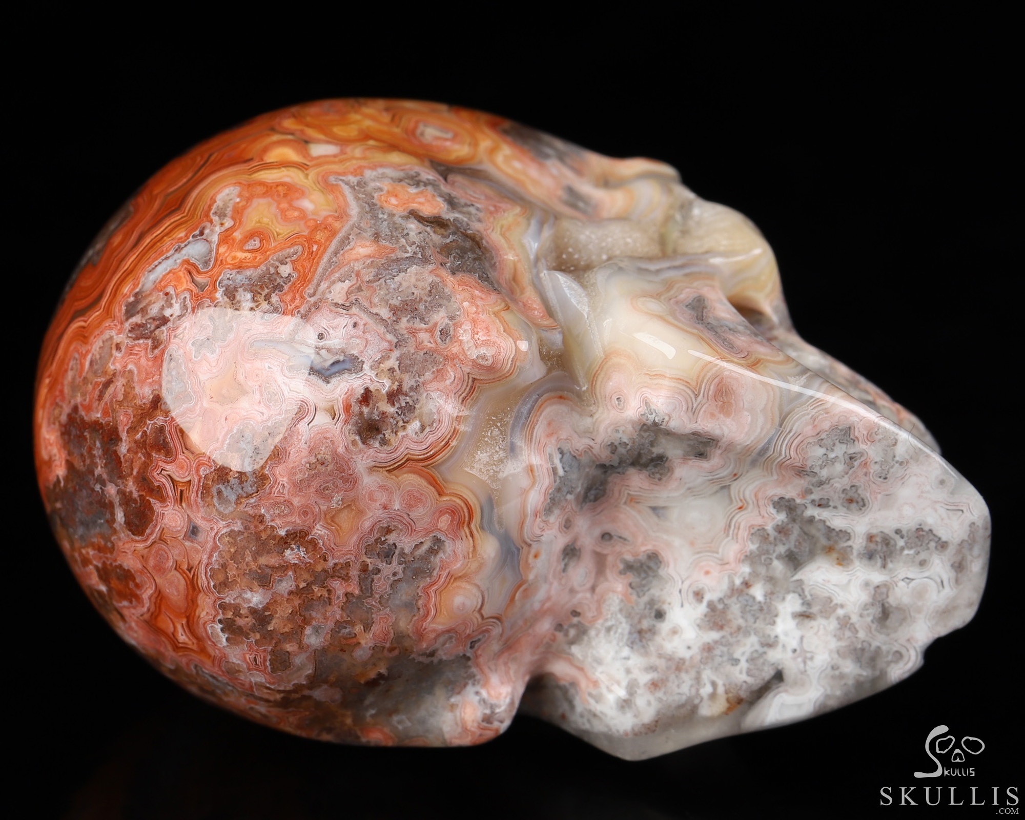 Gemstone 2.0" Red Crazy Lace Agate Hand Carved Crystal Skull, Realistic, Crystal Healing Gemstone 2.0" Red Crazy Lace Agate Hand Carved Crystal Skull, Realistic, Crystal Healing