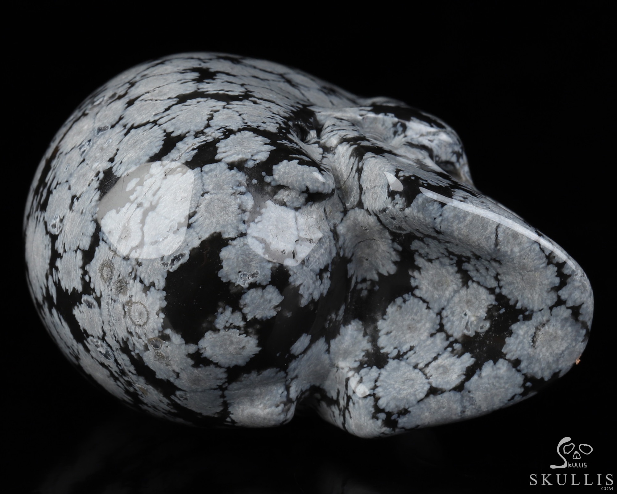 2.0" Snowflake Obsidian Hand Carved Crystal Skull, Realistic, Crystal Healing 2.0" Snowflake Obsidian Hand Carved Crystal Skull, Realistic, Crystal Healing