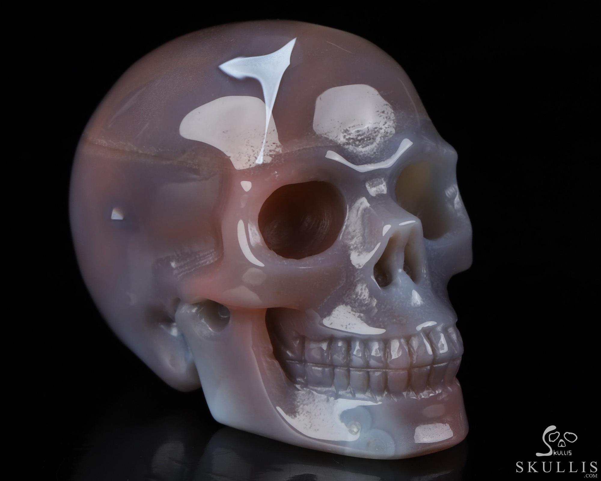 Gemstone 2.0" Mozambique Agate Hand Carved Crystal Skull, Realistic, Crystal Healing Gemstone 2.0" Mozambique Agate Hand Carved Crystal Skull, Realistic, Crystal Healing