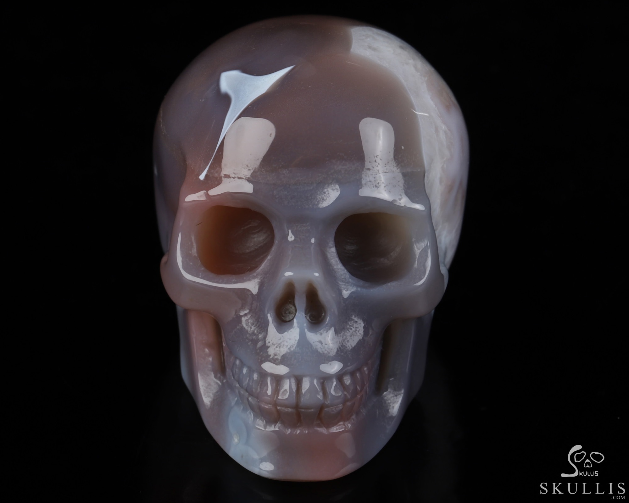Gemstone 2.0" Mozambique Agate Hand Carved Crystal Skull, Realistic, Crystal Healing Gemstone 2.0" Mozambique Agate Hand Carved Crystal Skull, Realistic, Crystal Healing