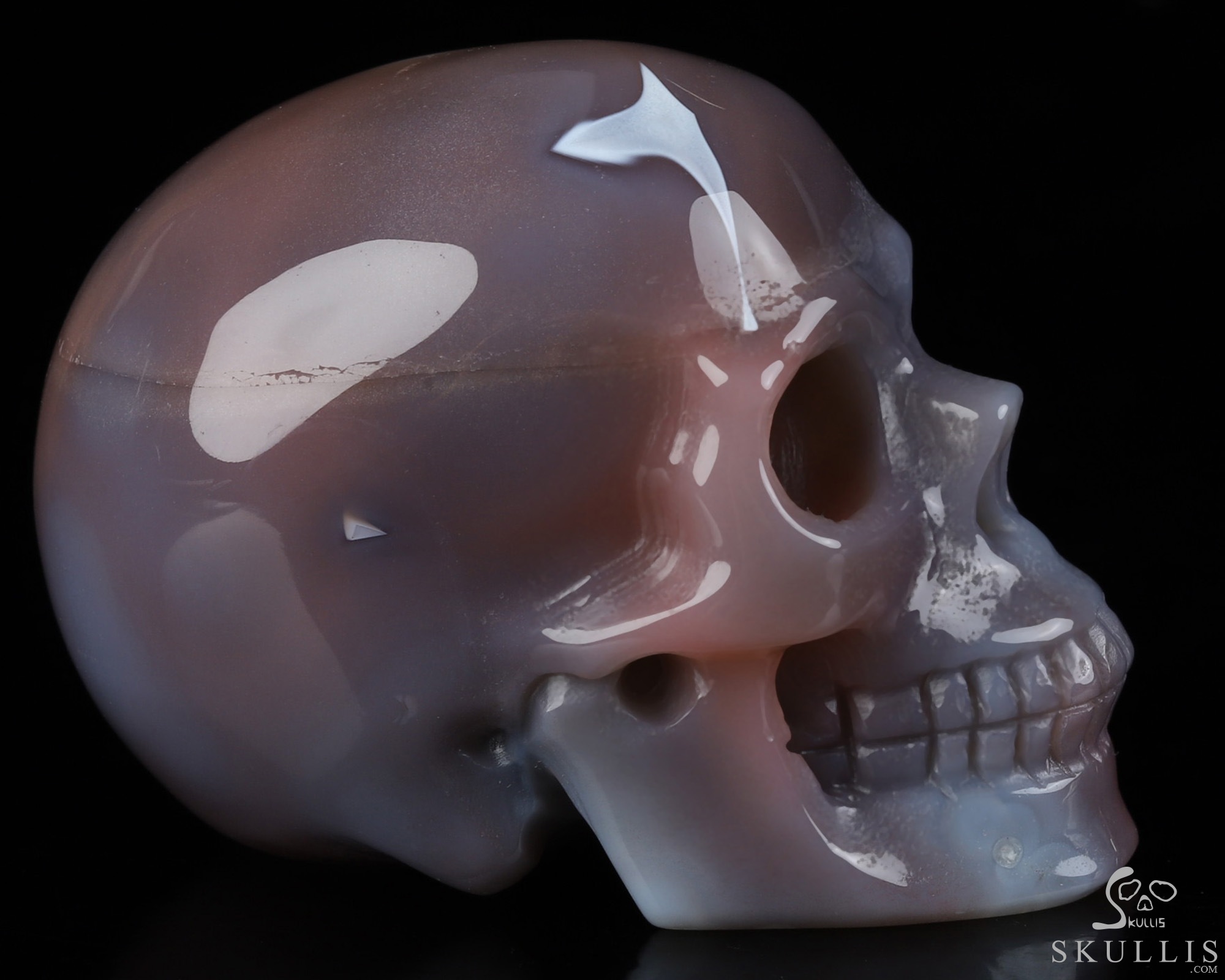 Gemstone 2.0" Mozambique Agate Hand Carved Crystal Skull, Realistic, Crystal Healing Gemstone 2.0" Mozambique Agate Hand Carved Crystal Skull, Realistic, Crystal Healing