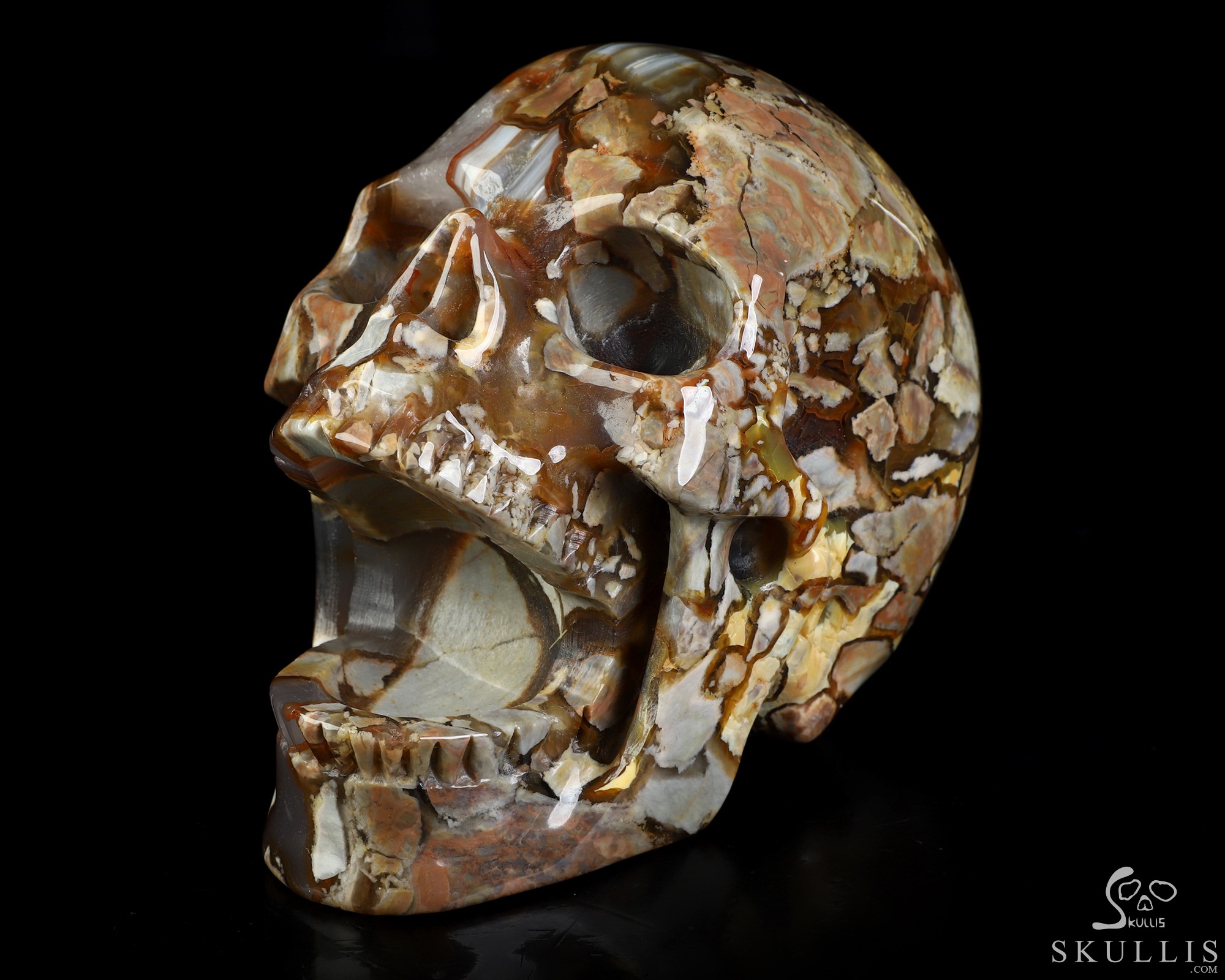 5.3" Dinosaur Egg Agate Hand Carved Laughing Crystal Skull Sculpture, Crystal Healing 5.3" Dinosaur Egg Agate Hand Carved Laughing Crystal Skull Sculpture, Crystal Healing