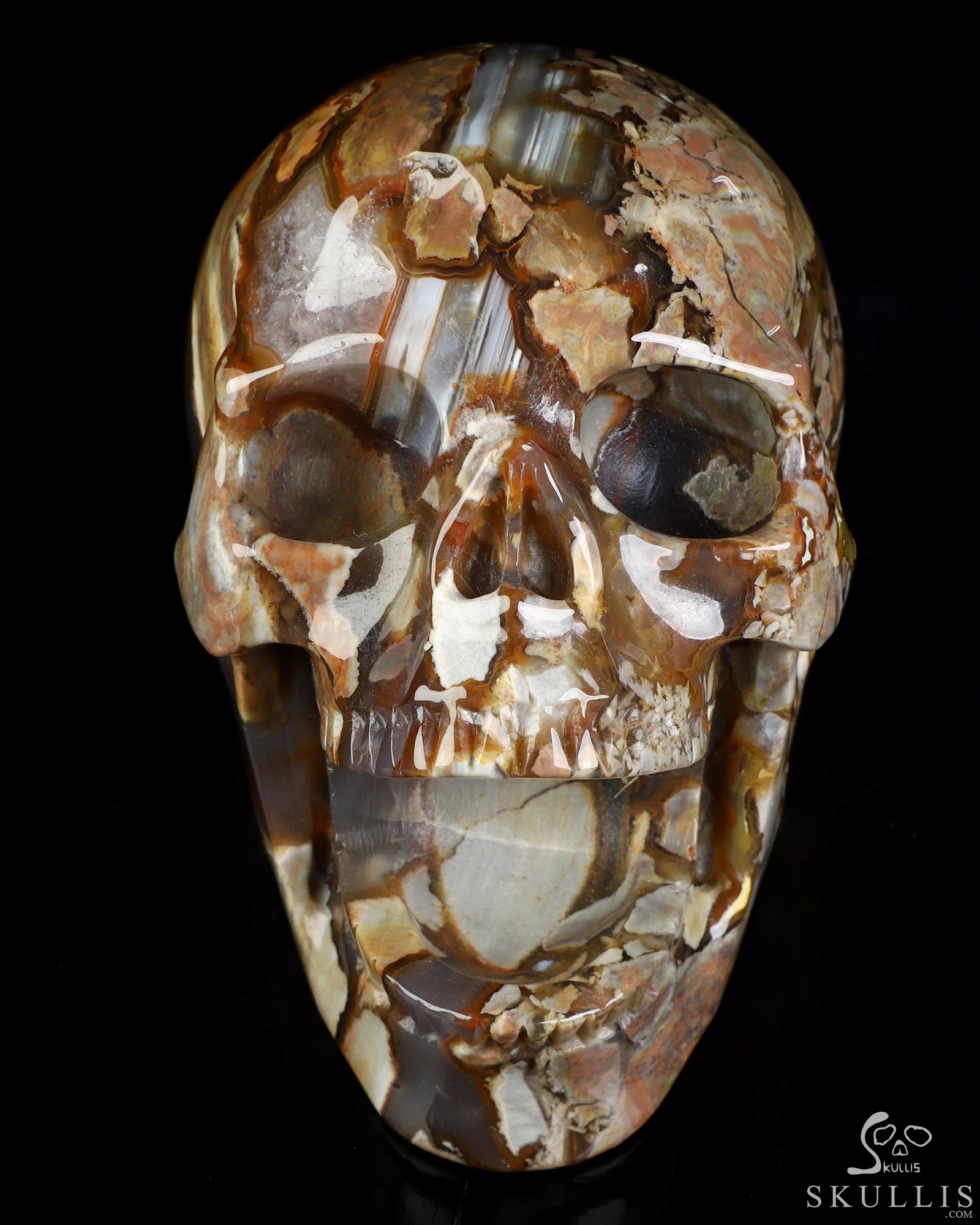 5.3" Dinosaur Egg Agate Hand Carved Laughing Crystal Skull Sculpture, Crystal Healing 5.3" Dinosaur Egg Agate Hand Carved Laughing Crystal Skull Sculpture, Crystal Healing