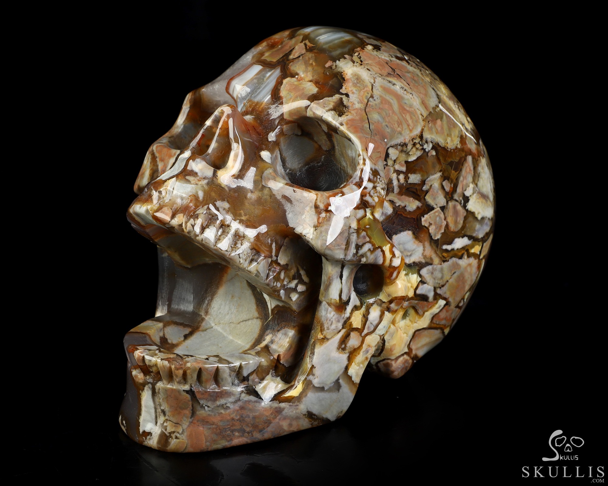 5.3" Dinosaur Egg Agate Hand Carved Laughing Crystal Skull Sculpture, Crystal Healing 5.3" Dinosaur Egg Agate Hand Carved Laughing Crystal Skull Sculpture, Crystal Healing