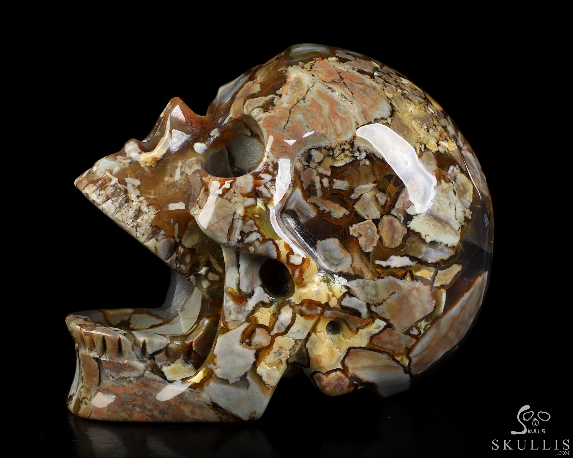 5.3" Dinosaur Egg Agate Hand Carved Laughing Crystal Skull Sculpture, Crystal Healing 5.3" Dinosaur Egg Agate Hand Carved Laughing Crystal Skull Sculpture, Crystal Healing