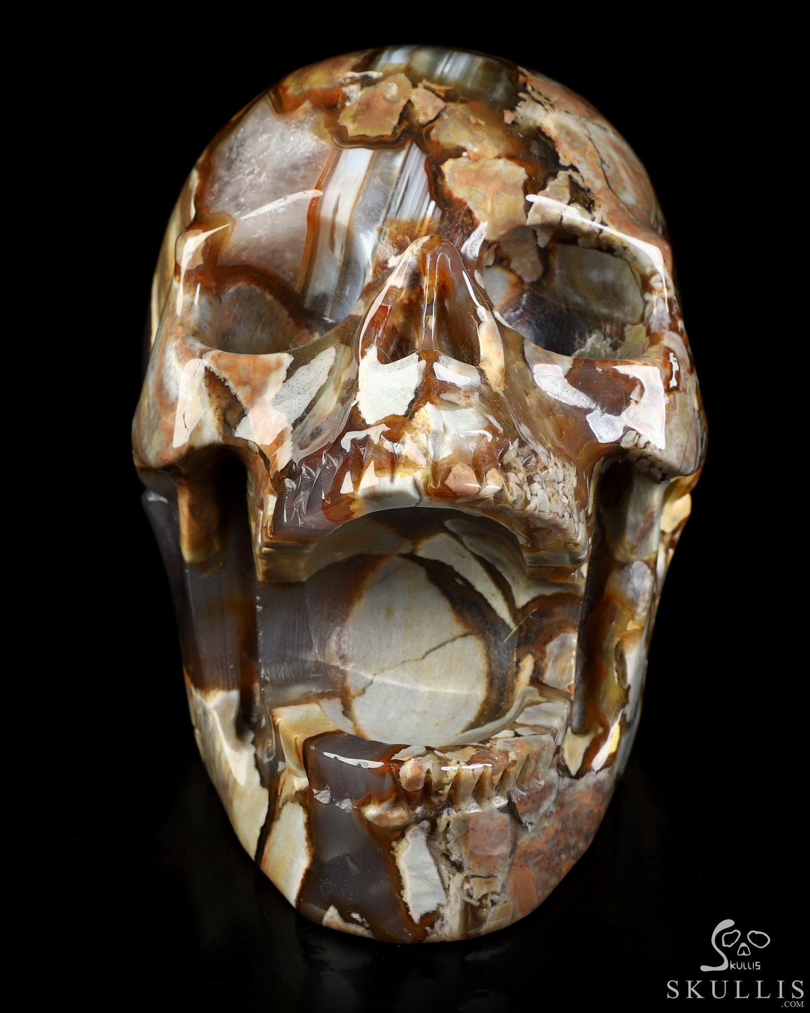 5.3" Dinosaur Egg Agate Hand Carved Laughing Crystal Skull Sculpture, Crystal Healing 5.3" Dinosaur Egg Agate Hand Carved Laughing Crystal Skull Sculpture, Crystal Healing