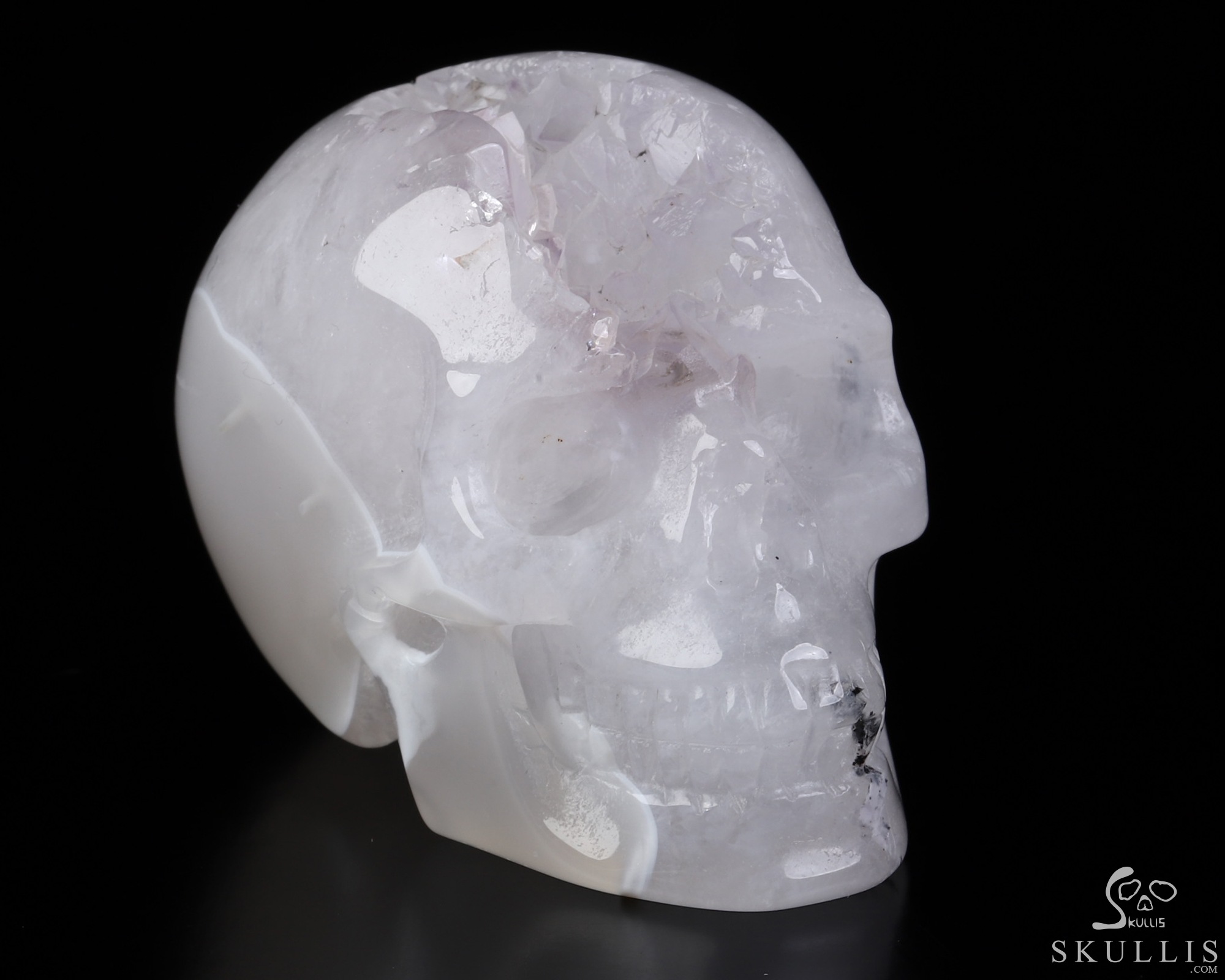 2.0" Agate Amethyst Geode Hand Carved Crystal Skull, Realistic, Crystal Healing 2.0" Agate Amethyst Geode Hand Carved Crystal Skull, Realistic, Crystal Healing