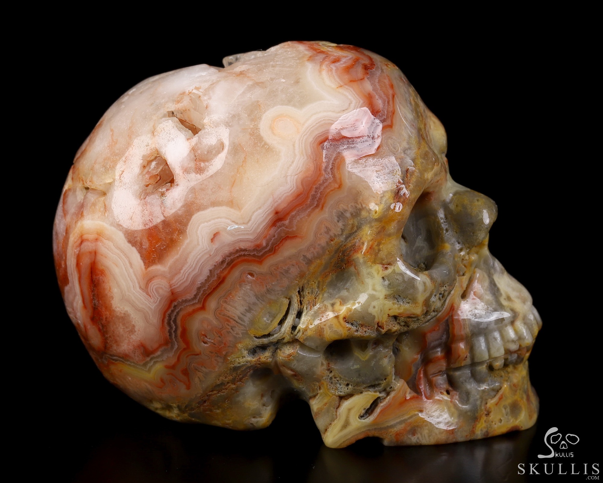2.0" Crazy Lace Agate Geode Hand Carved Crystal Skull, Realistic, Crystal Healing 2.0" Crazy Lace Agate Geode Hand Carved Crystal Skull, Realistic, Crystal Healing