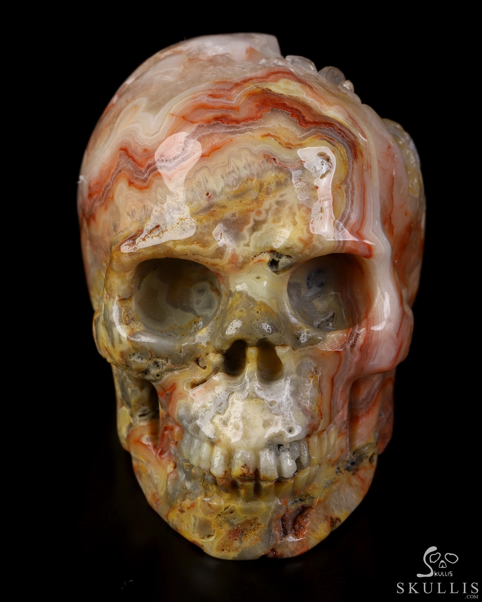 2.0" Crazy Lace Agate Geode Hand Carved Crystal Skull, Realistic, Crystal Healing 2.0" Crazy Lace Agate Geode Hand Carved Crystal Skull, Realistic, Crystal Healing