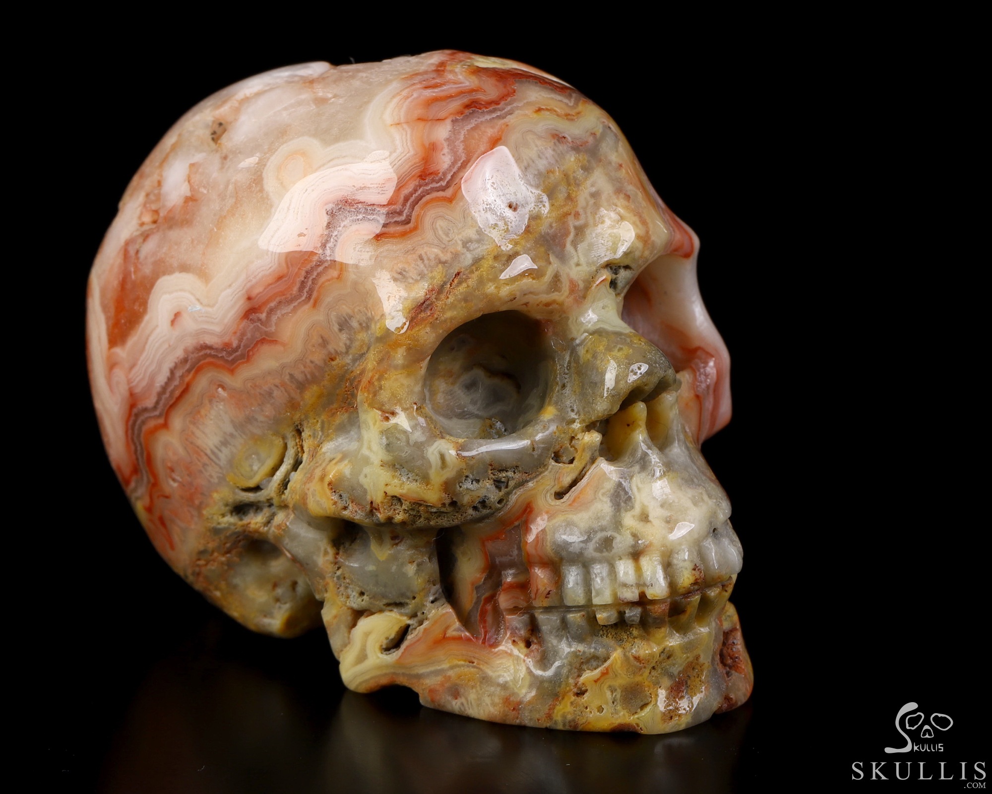 2.0" Crazy Lace Agate Geode Hand Carved Crystal Skull, Realistic, Crystal Healing 2.0" Crazy Lace Agate Geode Hand Carved Crystal Skull, Realistic, Crystal Healing