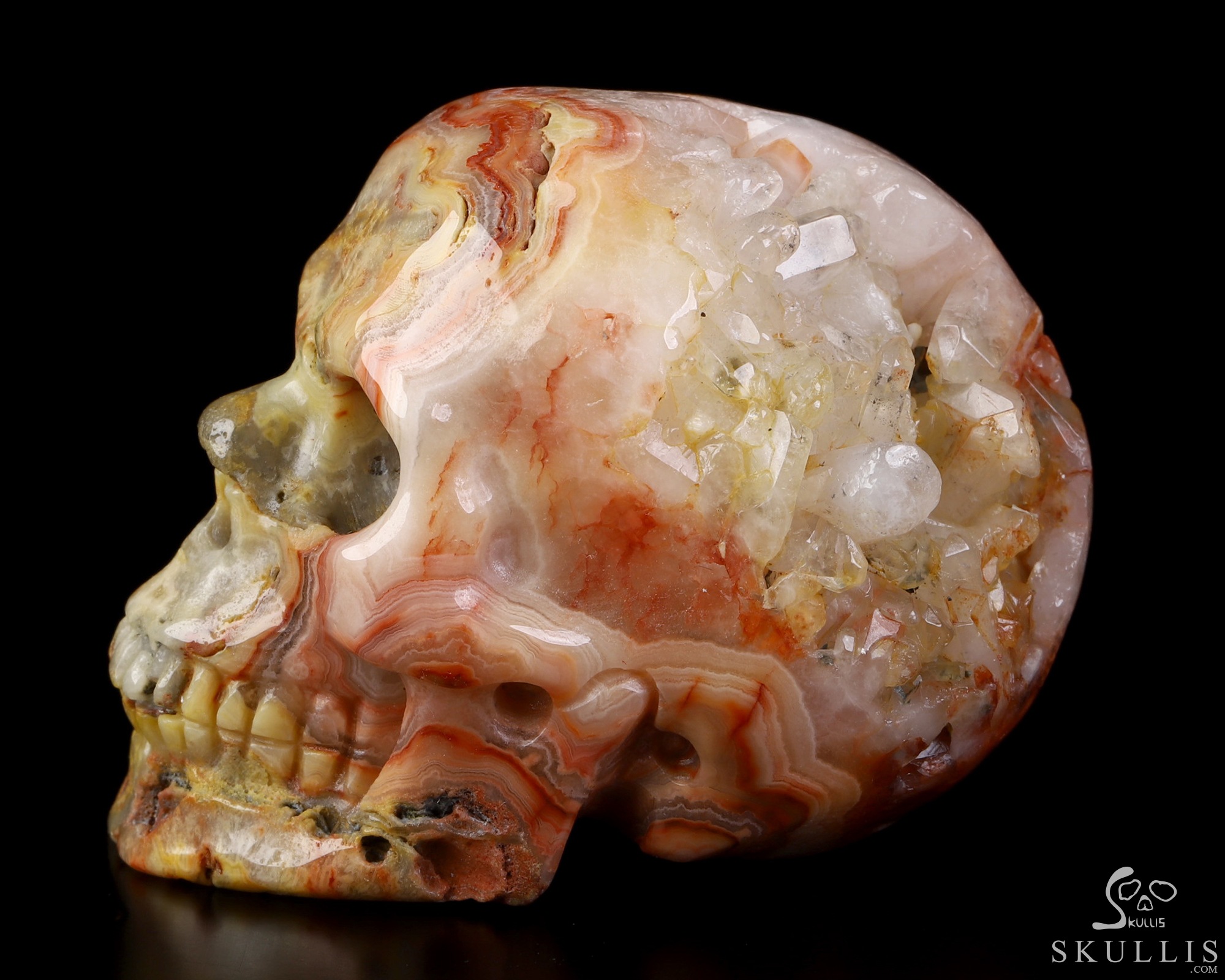 2.0" Crazy Lace Agate Geode Hand Carved Crystal Skull, Realistic, Crystal Healing 2.0" Crazy Lace Agate Geode Hand Carved Crystal Skull, Realistic, Crystal Healing