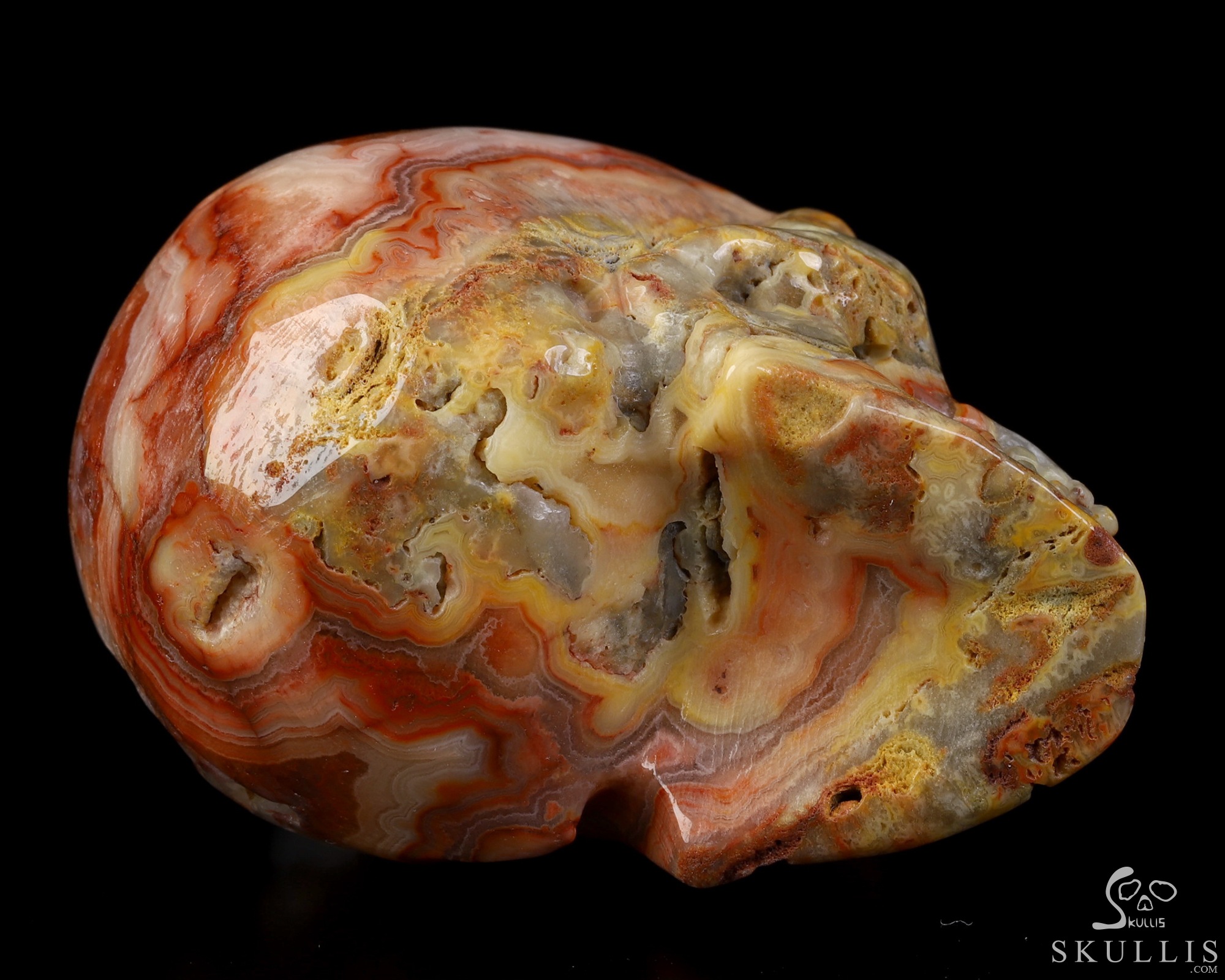 2.0" Crazy Lace Agate Geode Hand Carved Crystal Skull, Realistic, Crystal Healing 2.0" Crazy Lace Agate Geode Hand Carved Crystal Skull, Realistic, Crystal Healing