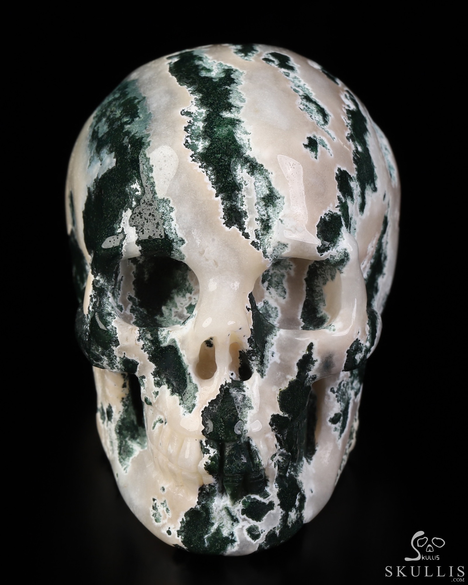 2.0" Green Zebra Agate Hand Carved Crystal Skull, Realistic, Crystal Healing 2.0" Green Zebra Agate Hand Carved Crystal Skull, Realistic, Crystal Healing