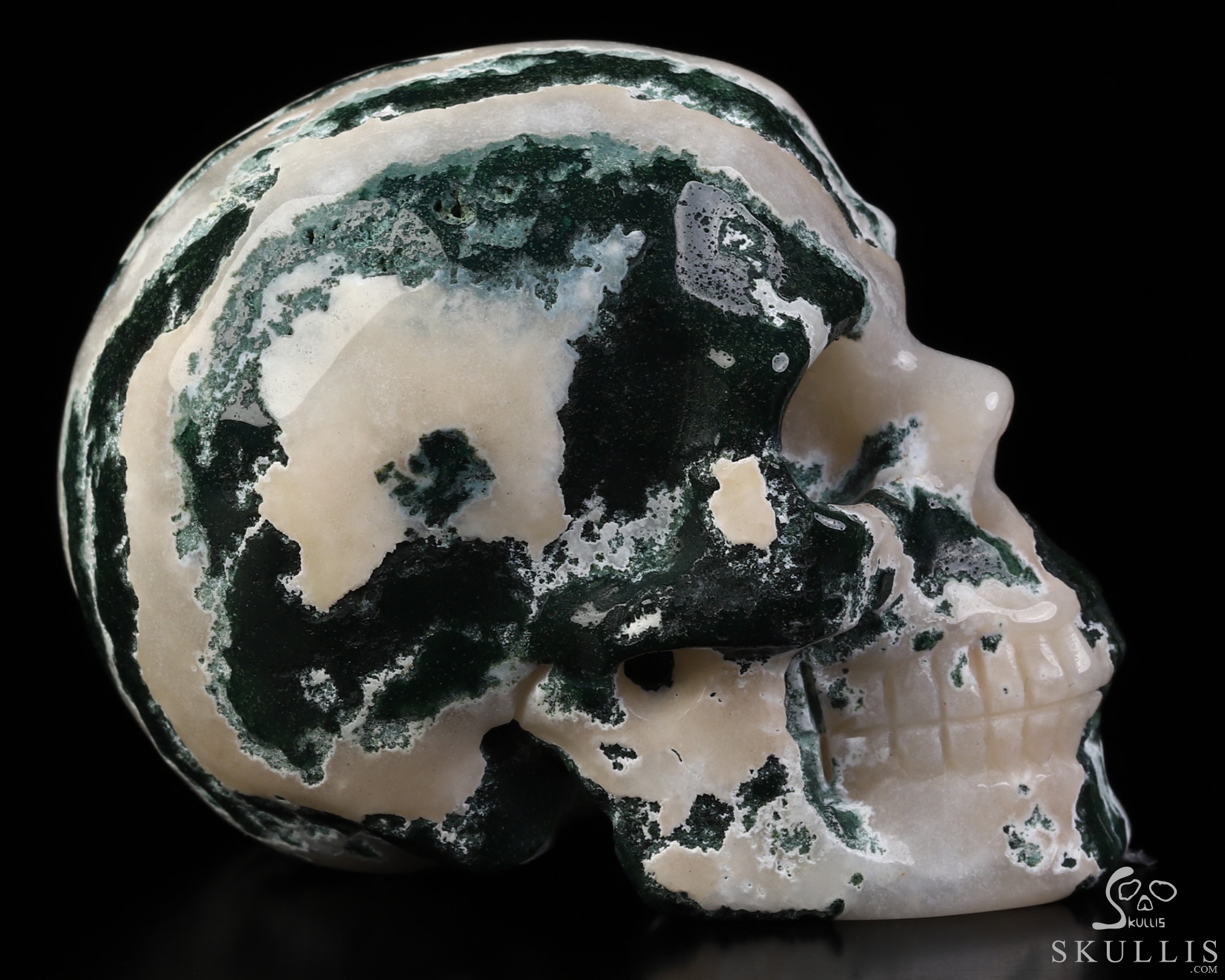 2.0" Green Zebra Agate Hand Carved Crystal Skull, Realistic, Crystal Healing 2.0" Green Zebra Agate Hand Carved Crystal Skull, Realistic, Crystal Healing
