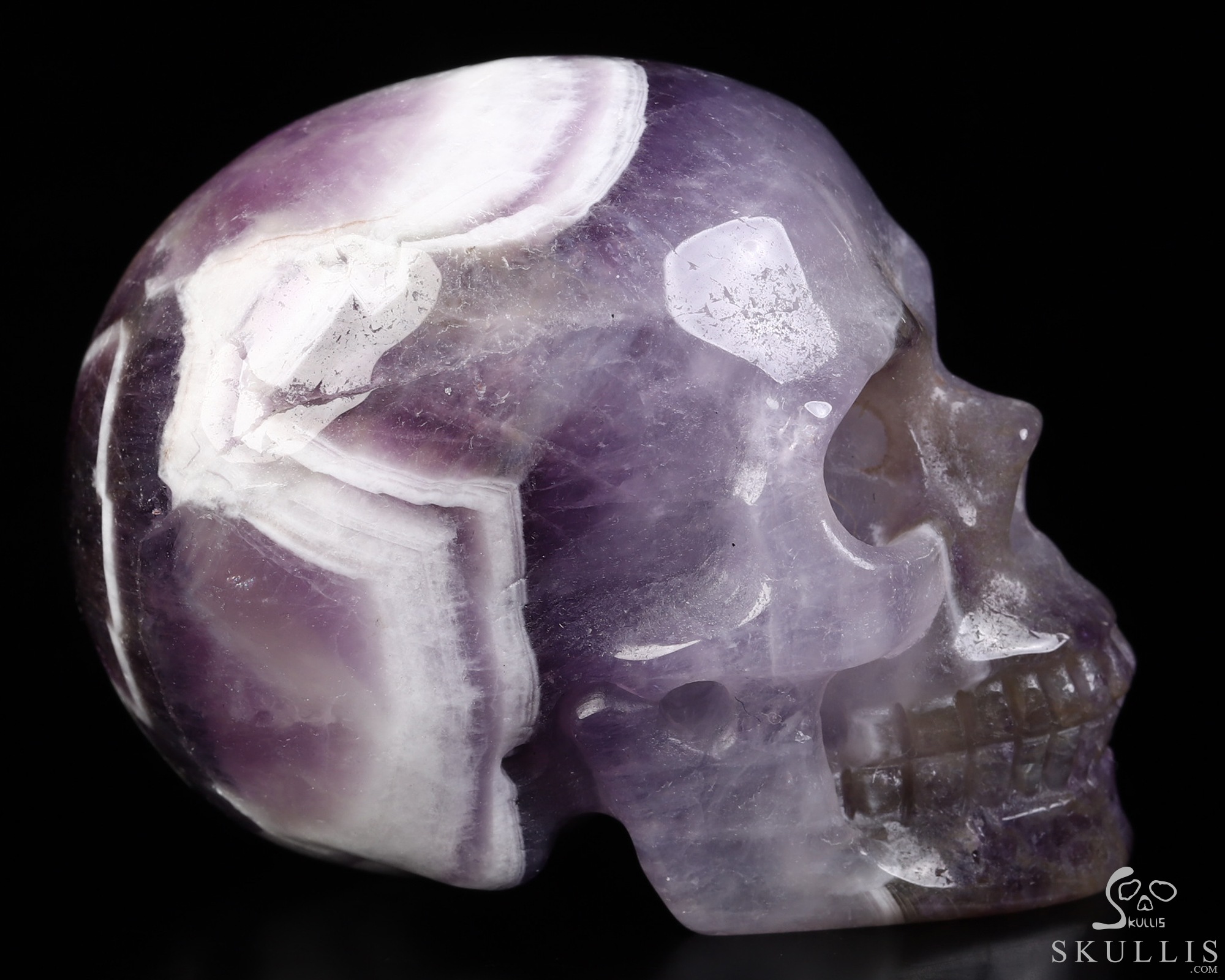 2.0" Dream Chevron Amethyst Hand Carved Crystal Skull, Realistic, Crystal Healing 2.0" Dream Chevron Amethyst Hand Carved Crystal Skull, Realistic, Crystal Healing