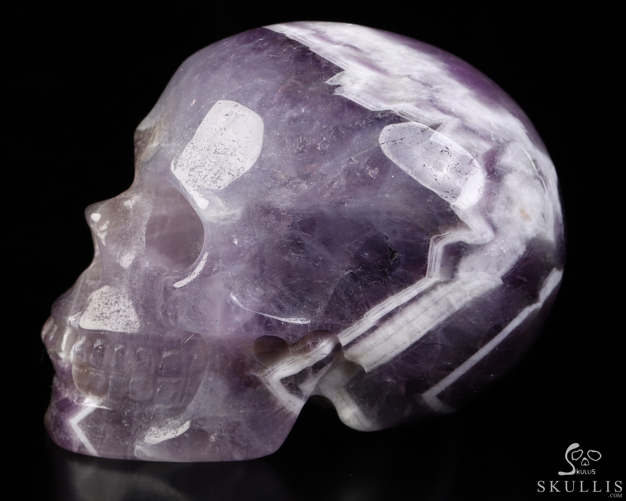 2.0" Dream Chevron Amethyst Hand Carved Crystal Skull, Realistic, Crystal Healing 2.0" Dream Chevron Amethyst Hand Carved Crystal Skull, Realistic, Crystal Healing