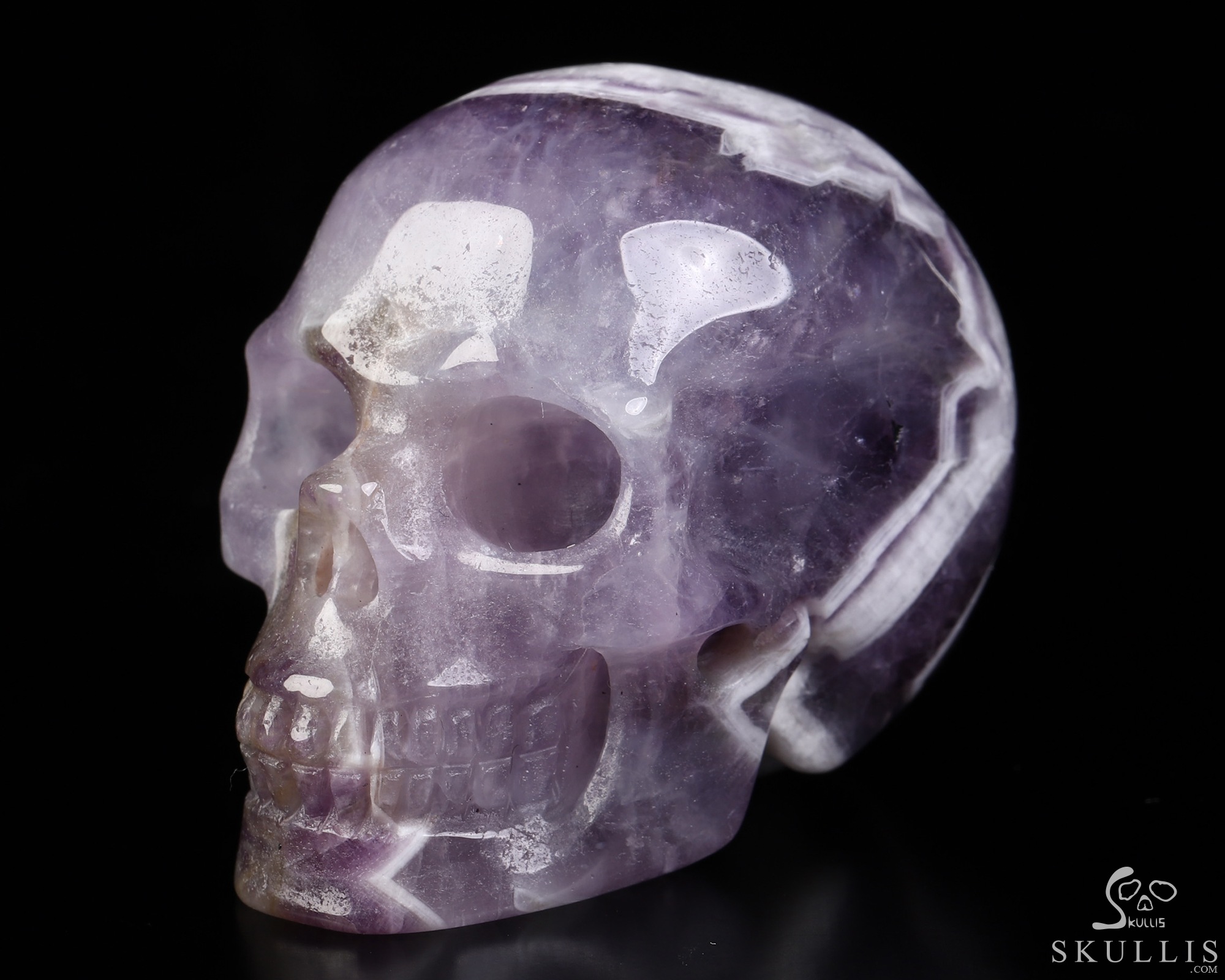 2.0" Dream Chevron Amethyst Hand Carved Crystal Skull, Realistic, Crystal Healing 2.0" Dream Chevron Amethyst Hand Carved Crystal Skull, Realistic, Crystal Healing