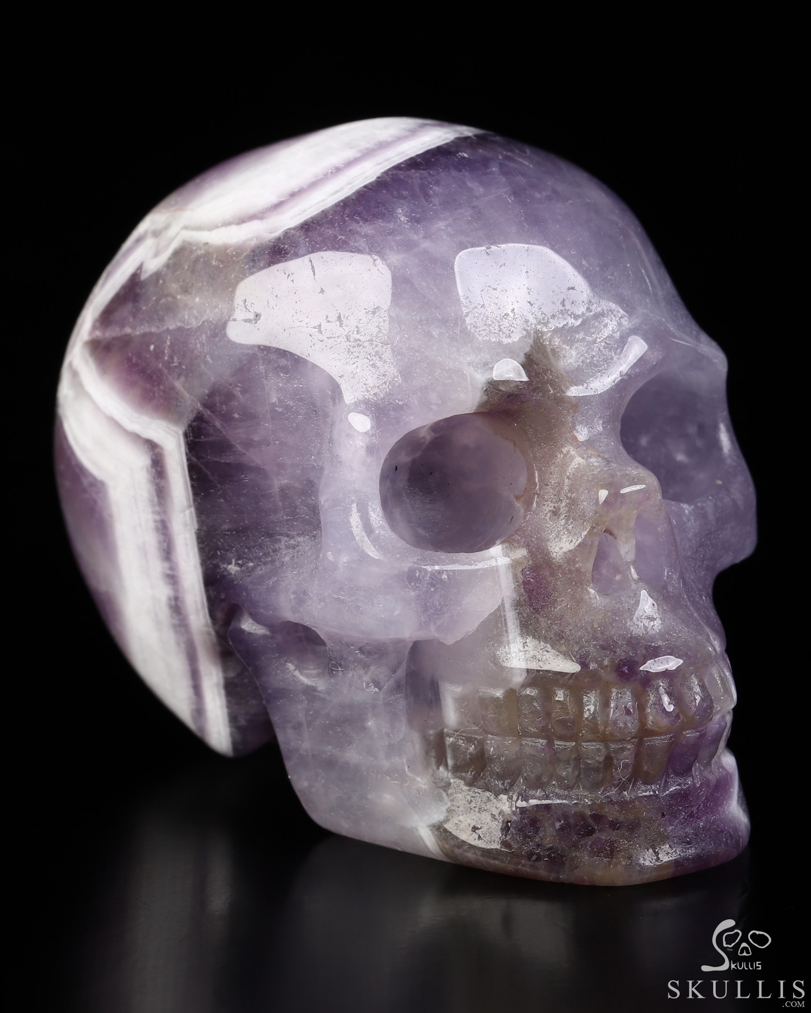 2.0" Dream Chevron Amethyst Hand Carved Crystal Skull, Realistic, Crystal Healing 2.0" Dream Chevron Amethyst Hand Carved Crystal Skull, Realistic, Crystal Healing