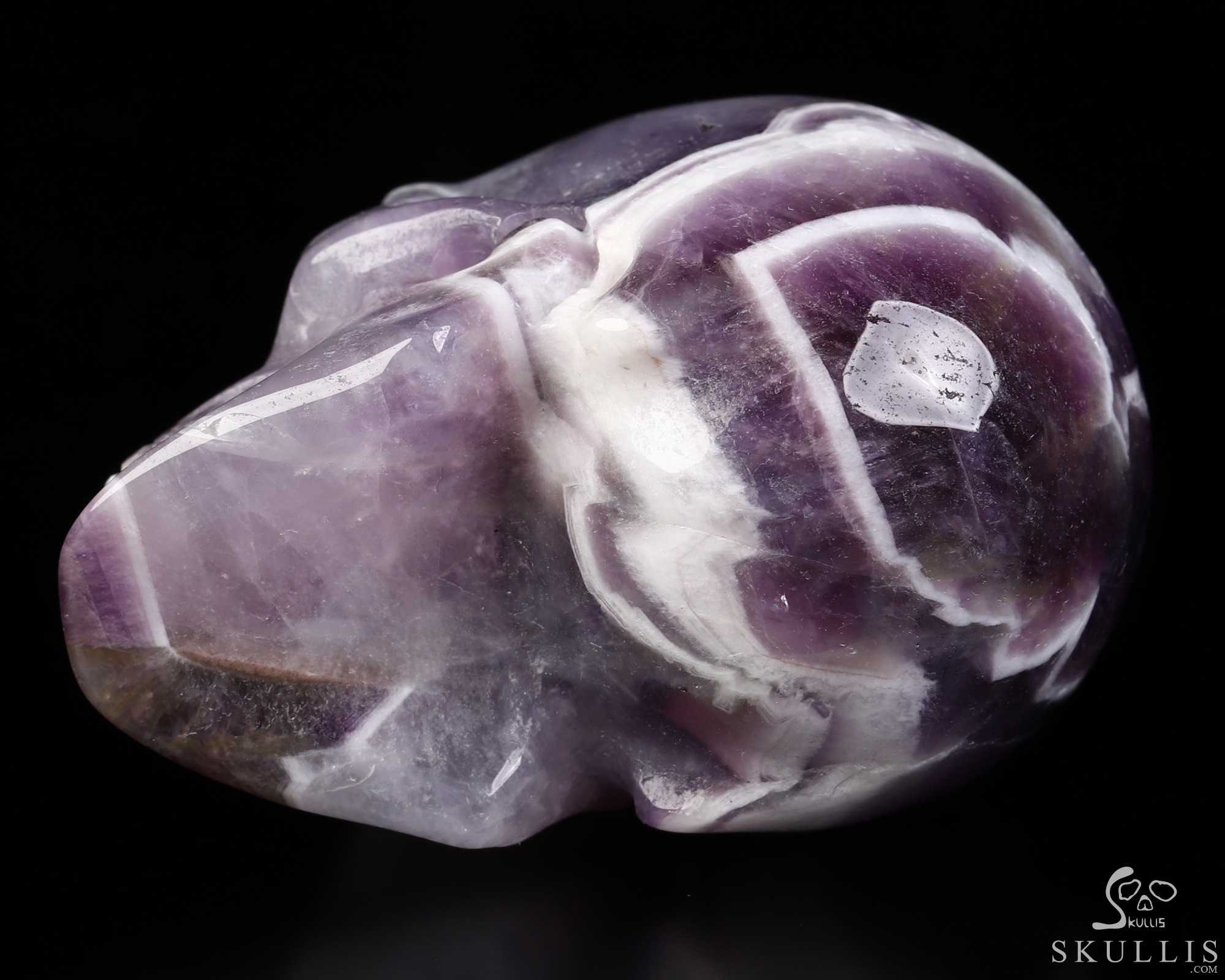 2.0" Dream Chevron Amethyst Hand Carved Crystal Skull, Realistic, Crystal Healing 2.0" Dream Chevron Amethyst Hand Carved Crystal Skull, Realistic, Crystal Healing