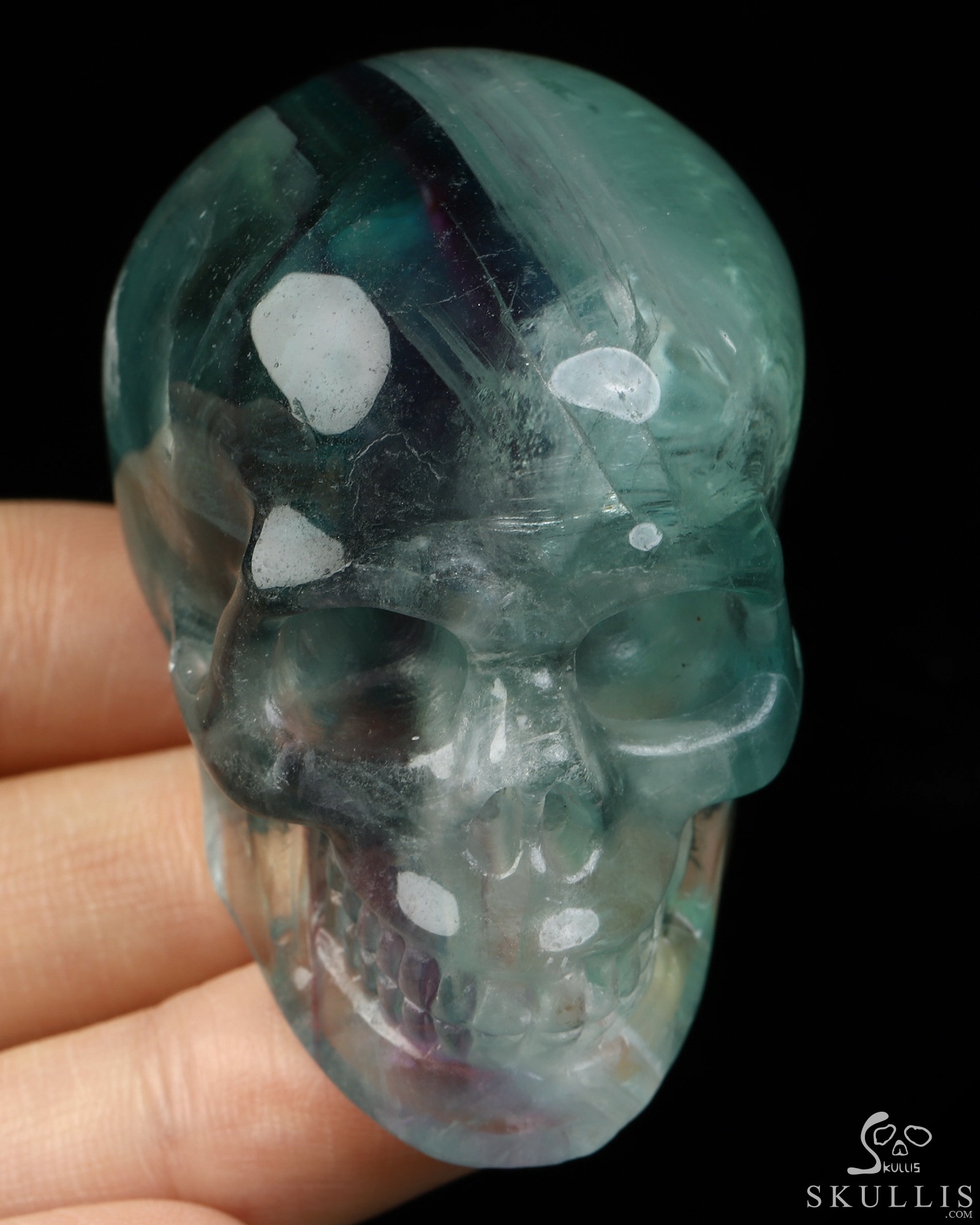 2.0" Fluorite Hand Carved Crystal Skull, Realistic, Crystal Healing 2.0" Fluorite Hand Carved Crystal Skull, Realistic, Crystal Healing