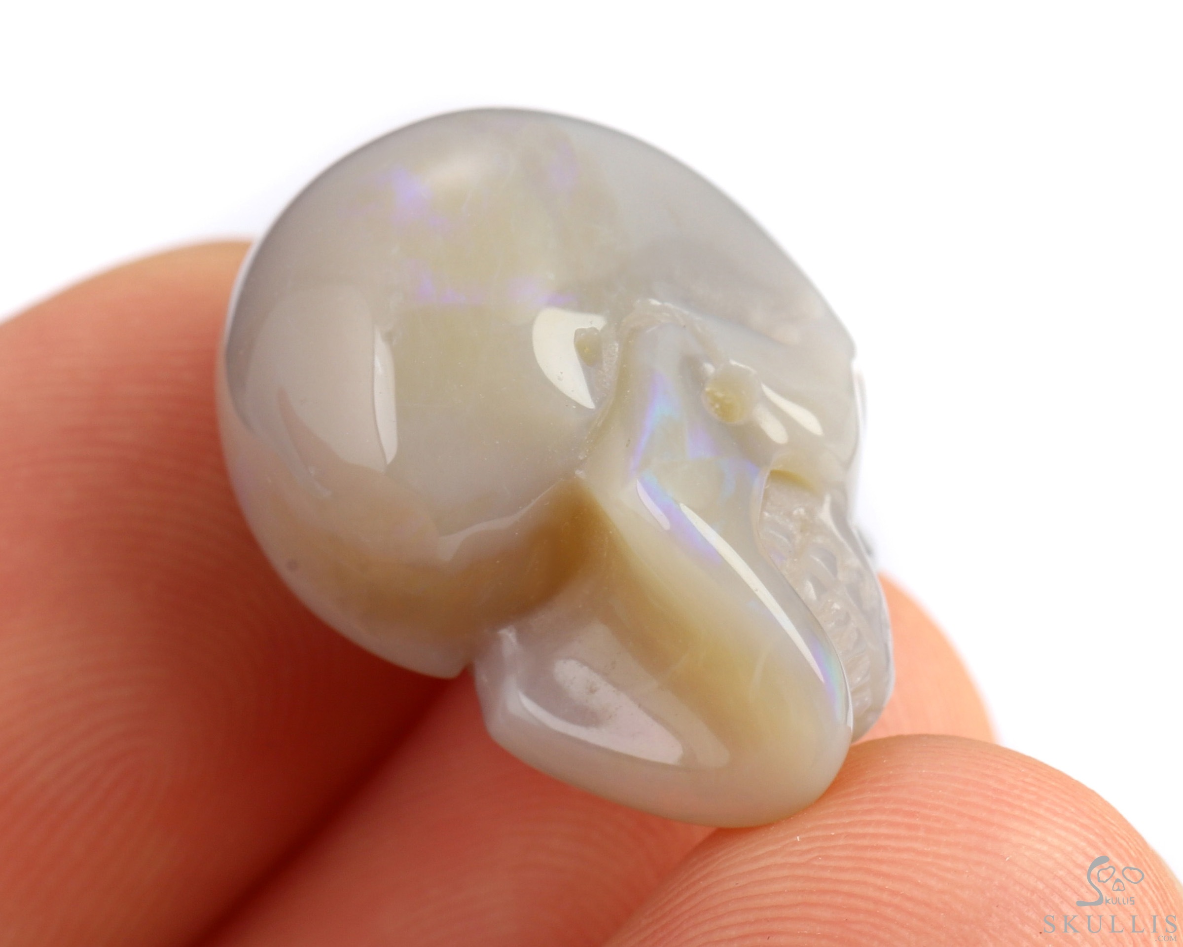 Minimalist Skull Pendant of 0.8" Australian Opal Hand Carved Crystal Skull, Crystal Healing Skull Jewelry, for Women & Men Minimalist Skull Pendant of 0.8" Australian Opal Hand Carved Crystal Skull, Crystal Healing Skull Jewelry, for Women & Men