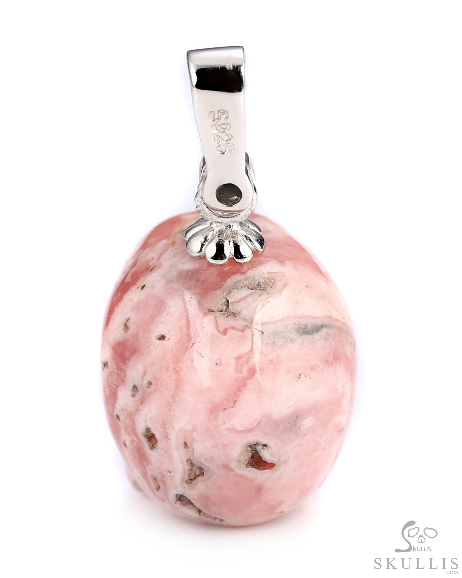 Minimalist Skull Pendant of 0.7" Rhodochrosite Hand Carved Crystal Skull, Crystal Healing Skull Jewelry, for Women & Men Minimalist Skull Pendant of 0.7" Rhodochrosite Hand Carved Crystal Skull, Crystal Healing Skull Jewelry, for Women & Men