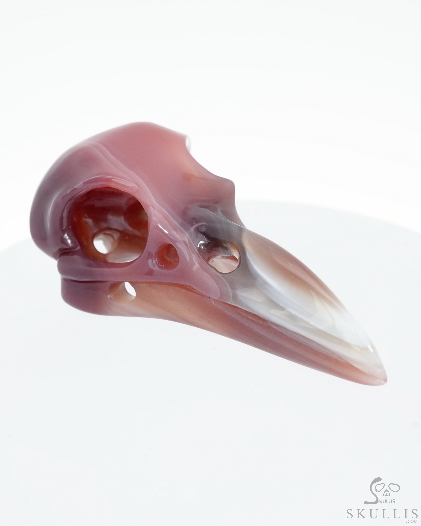 Gemstone Necklace of 2.2" Mozambique Agate Hand Carved Crystal Skull Pendant, Skull Jewelry Gemstone Necklace of 2.2" Mozambique Agate Hand Carved Crystal Skull Pendant, Skull Jewelry