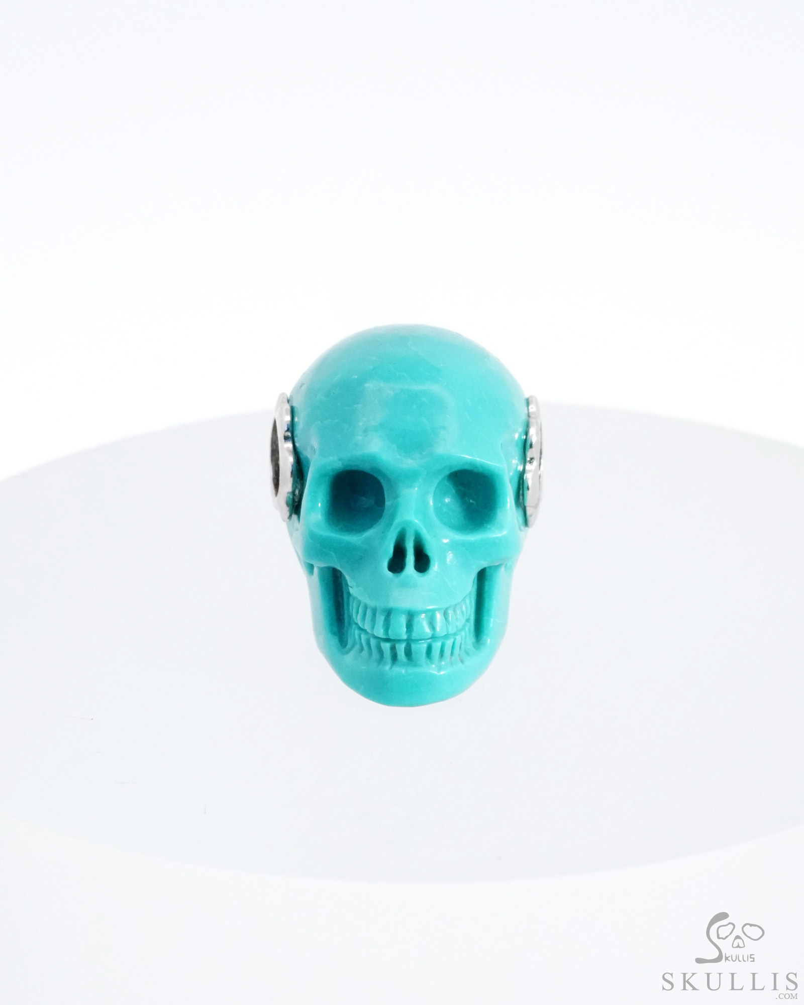 Gemstone Necklace of 0.7" Turquoise Hand Carved Crystal Skull Pendant, Skull Jewelry Gemstone Necklace of 0.7" Turquoise Hand Carved Crystal Skull Pendant, Skull Jewelry
