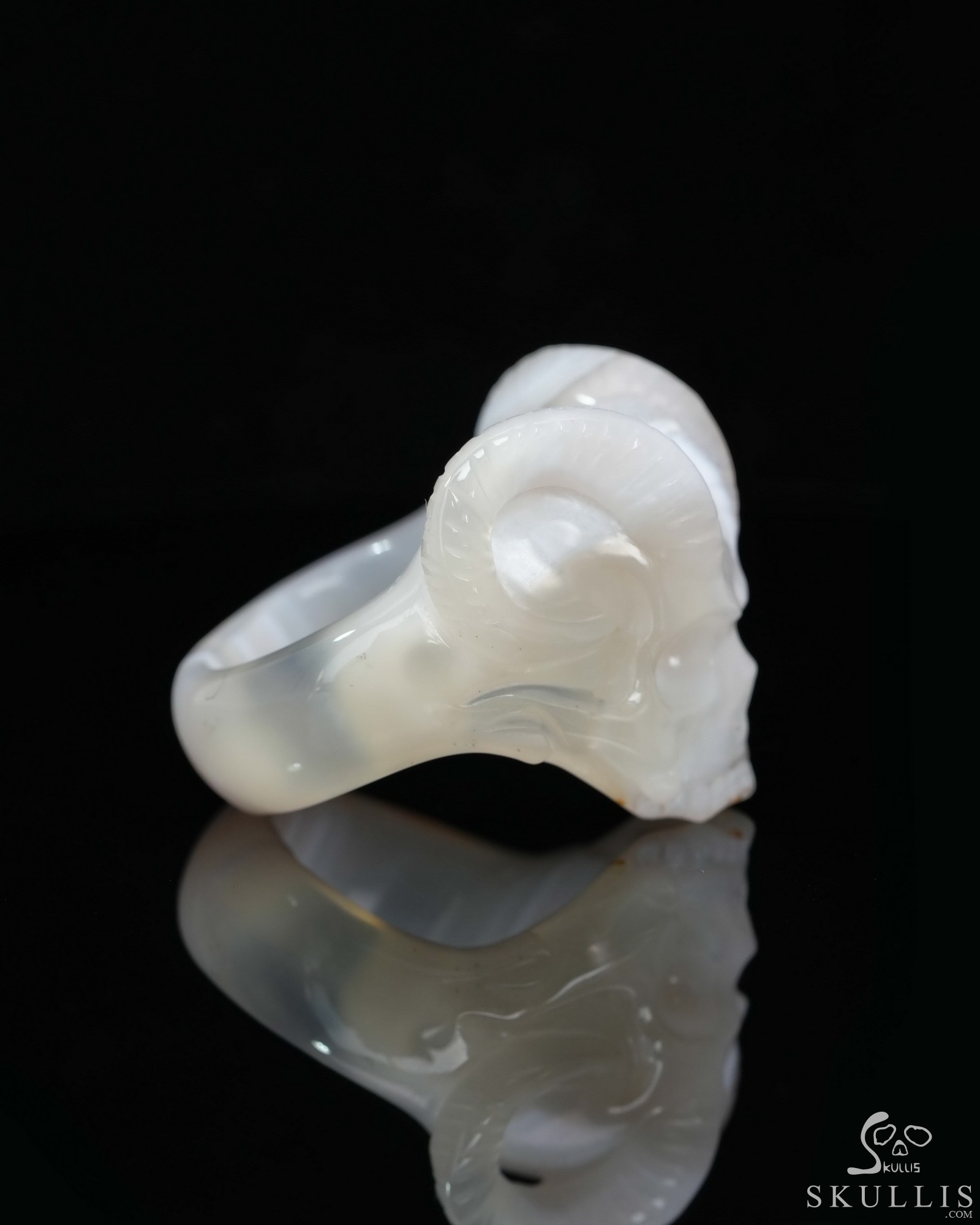 US Size 11# Banded Agate Hand Carved Crystal Skull Ring, Skull Jewelry US Size 11# Banded Agate Hand Carved Crystal Skull Ring, Skull Jewelry