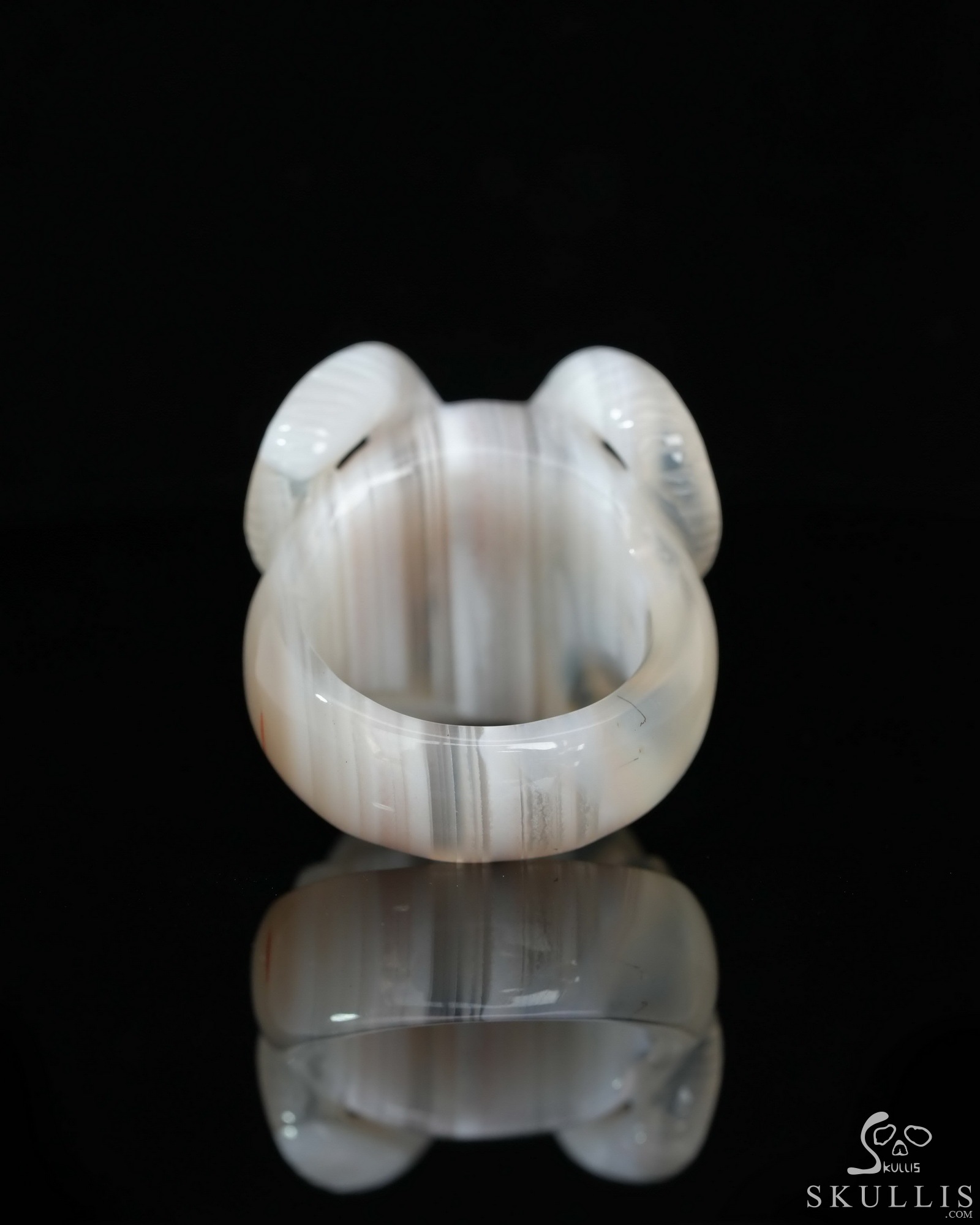 US Size 11# Banded Agate Hand Carved Crystal Skull Ring, Skull Jewelry US Size 11# Banded Agate Hand Carved Crystal Skull Ring, Skull Jewelry