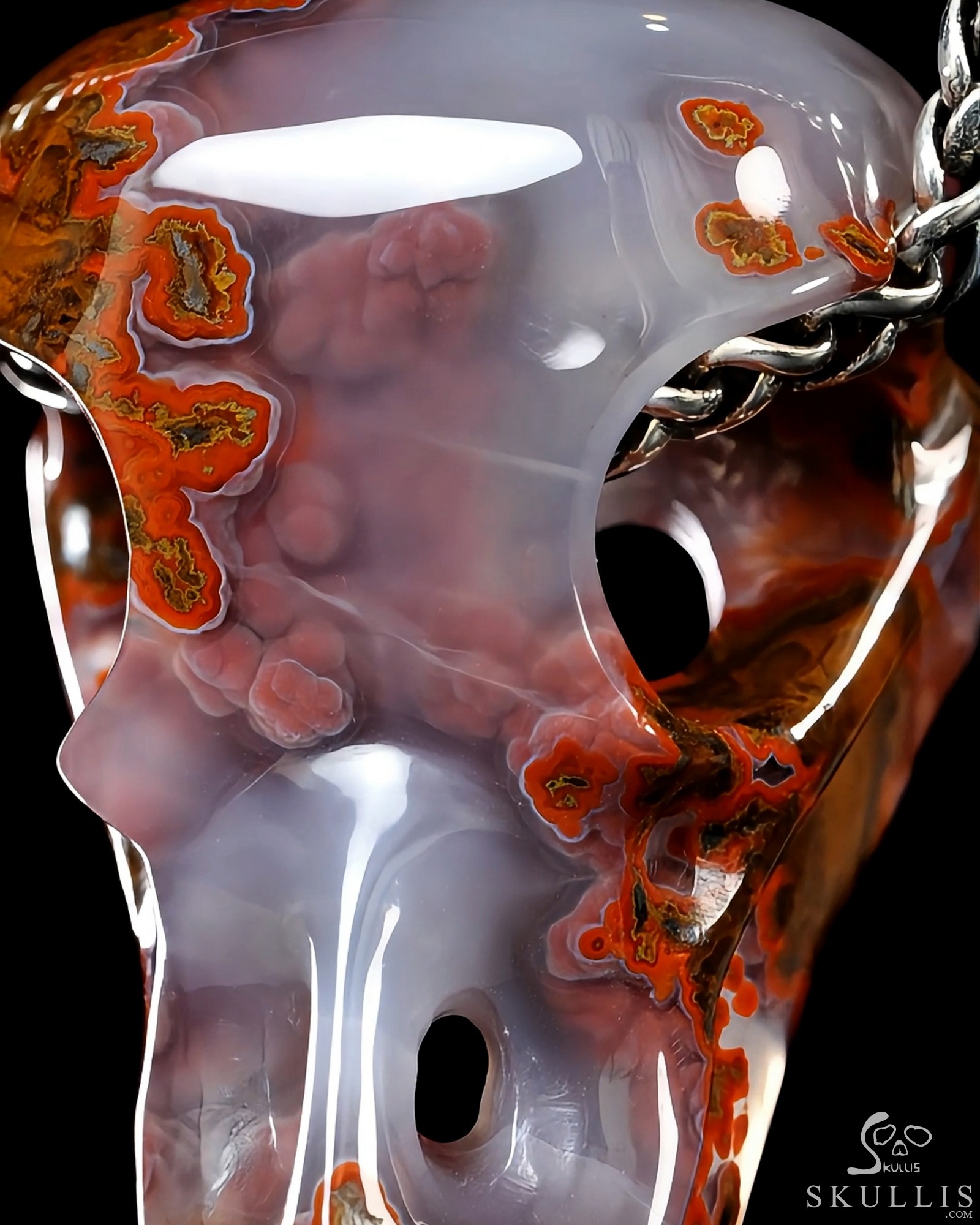 Desert Drifter - 2.3" Red Desert Agate Hand Carved Crystal Raven Skull Pendant, Crystal Healing Skull Jewelry, for Women & Men Desert Drifter - 2.3" Red Desert Agate Hand Carved Crystal Raven Skull Pendant, Crystal Healing Skull Jewelry, for Women & Men