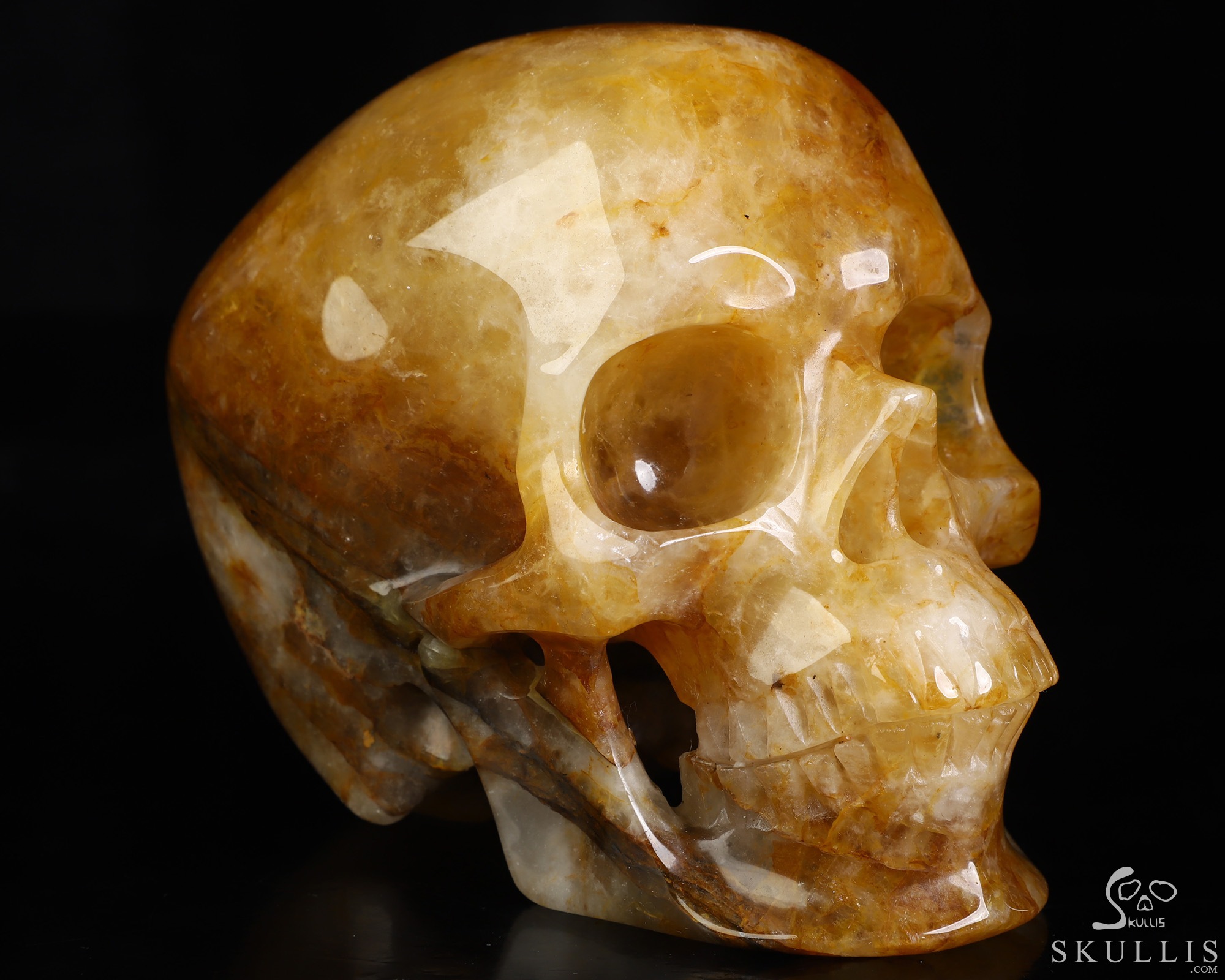 5.0" Golden Healer Quartz Hand Carved Crystal Skull, Super Realistic, Crystal Healing 5.0" Golden Healer Quartz Hand Carved Crystal Skull, Super Realistic, Crystal Healing