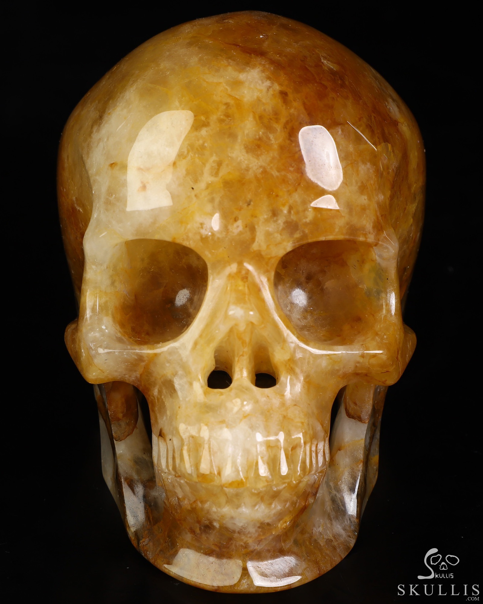 5.0" Golden Healer Quartz Hand Carved Crystal Skull, Super Realistic, Crystal Healing 5.0" Golden Healer Quartz Hand Carved Crystal Skull, Super Realistic, Crystal Healing