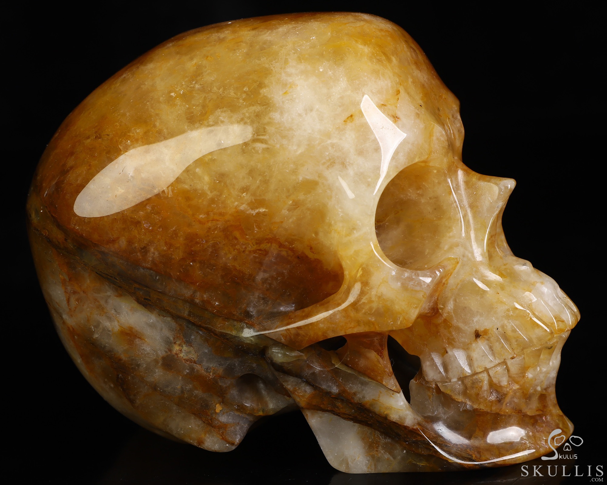 5.0" Golden Healer Quartz Hand Carved Crystal Skull, Super Realistic, Crystal Healing 5.0" Golden Healer Quartz Hand Carved Crystal Skull, Super Realistic, Crystal Healing